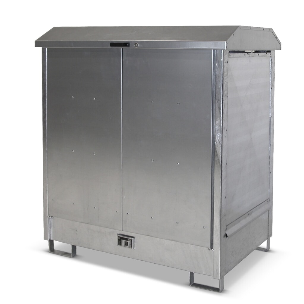 Bauer® Sklad na nebezpečný materiál GD-N vč. sběrné vany na 2x 200 l, VxŠxH 1610 x 1440 x 1015 mm Obrázek produktu: Bauer® Sklad na nebezpečný materiál GD-N vč. sběrné vany na 2x 200 l, VxŠxH 1610 x 1440 x 1015 mm