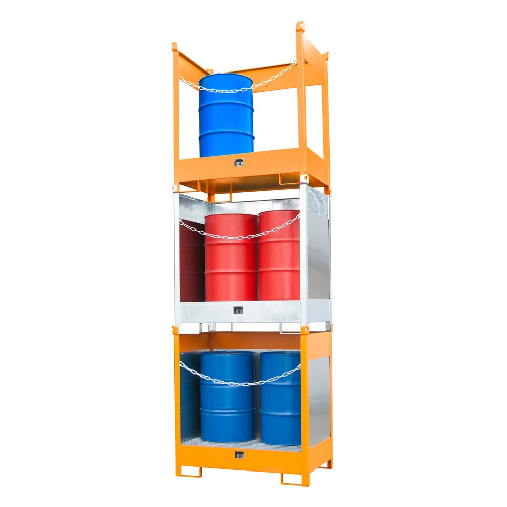 Číslo obrázku produktu 3: Bauer® Skladovací/přepravní paleta na sběrné vaně, VxŠxH 1495 x 1410 x 920 mm, uzavřená, žlutooranžová