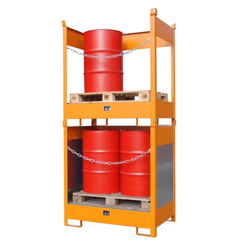 Číslo obrázku produktu 4: Bauer® Skladovací/přepravní paleta na sběrné vaně, VxŠxH 1495 x 1410 x 920 mm, uzavřená, žlutooranžová