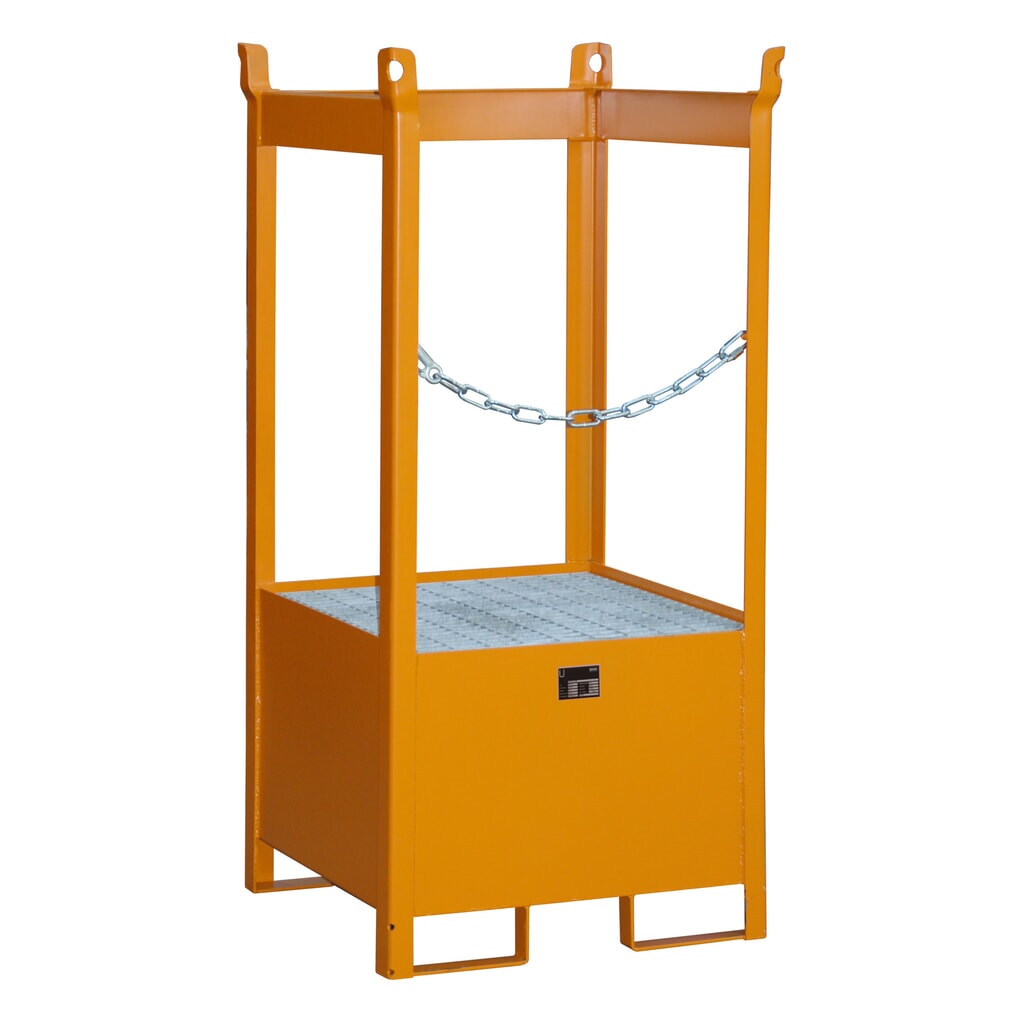 Bauer® Skladovací/přepravní paleta na sběrné vaně, VxŠxH 1590 x 760 x 760 mm, otevřená, žlutooranžová Číslo obrázku produktu 3: Bauer® Skladovací/přepravní paleta na sběrné vaně, VxŠxH 1590 x 760 x 760 mm, otevřená, žlutooranžová
