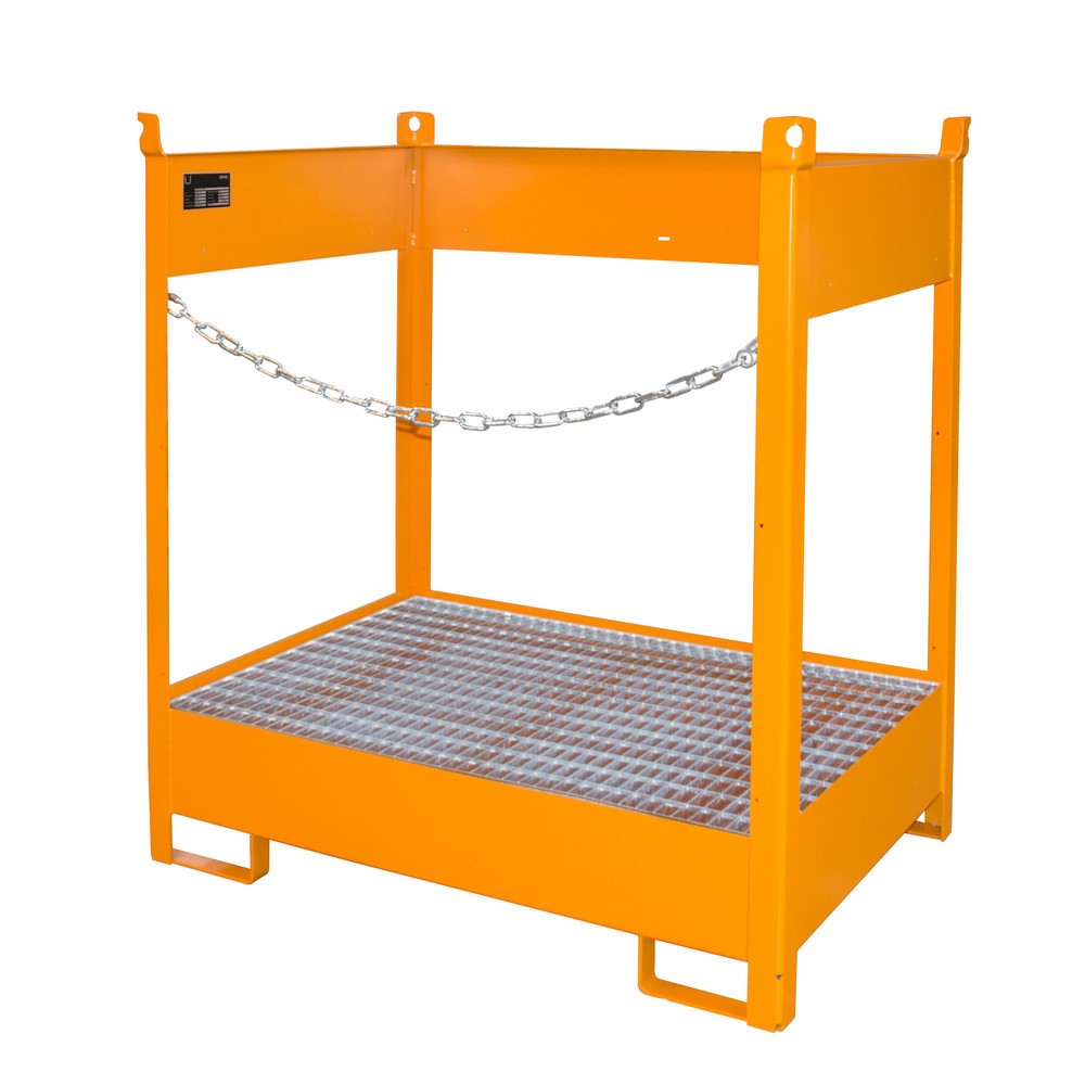 Číslo obrázku produktu 1: Bauer® Skladovací/přepravní paleta na sběrné vaně, VxŠxH 1495 x 1410 x 920 mm, otevřená, žlutooranžová