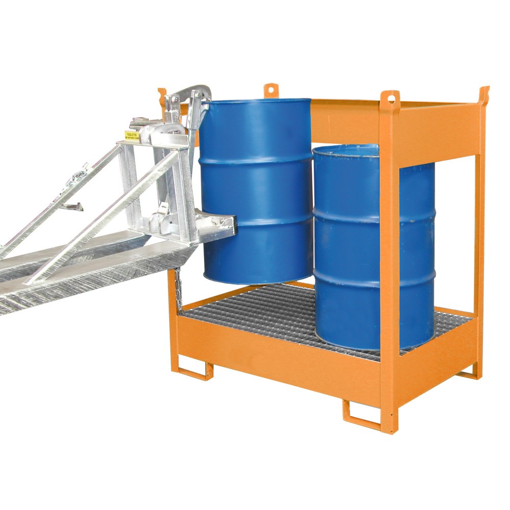 Číslo obrázku produktu 2: Bauer® Skladovací/přepravní paleta na sběrné vaně, VxŠxH 1495 x 1410 x 920 mm, otevřená, žlutooranžová