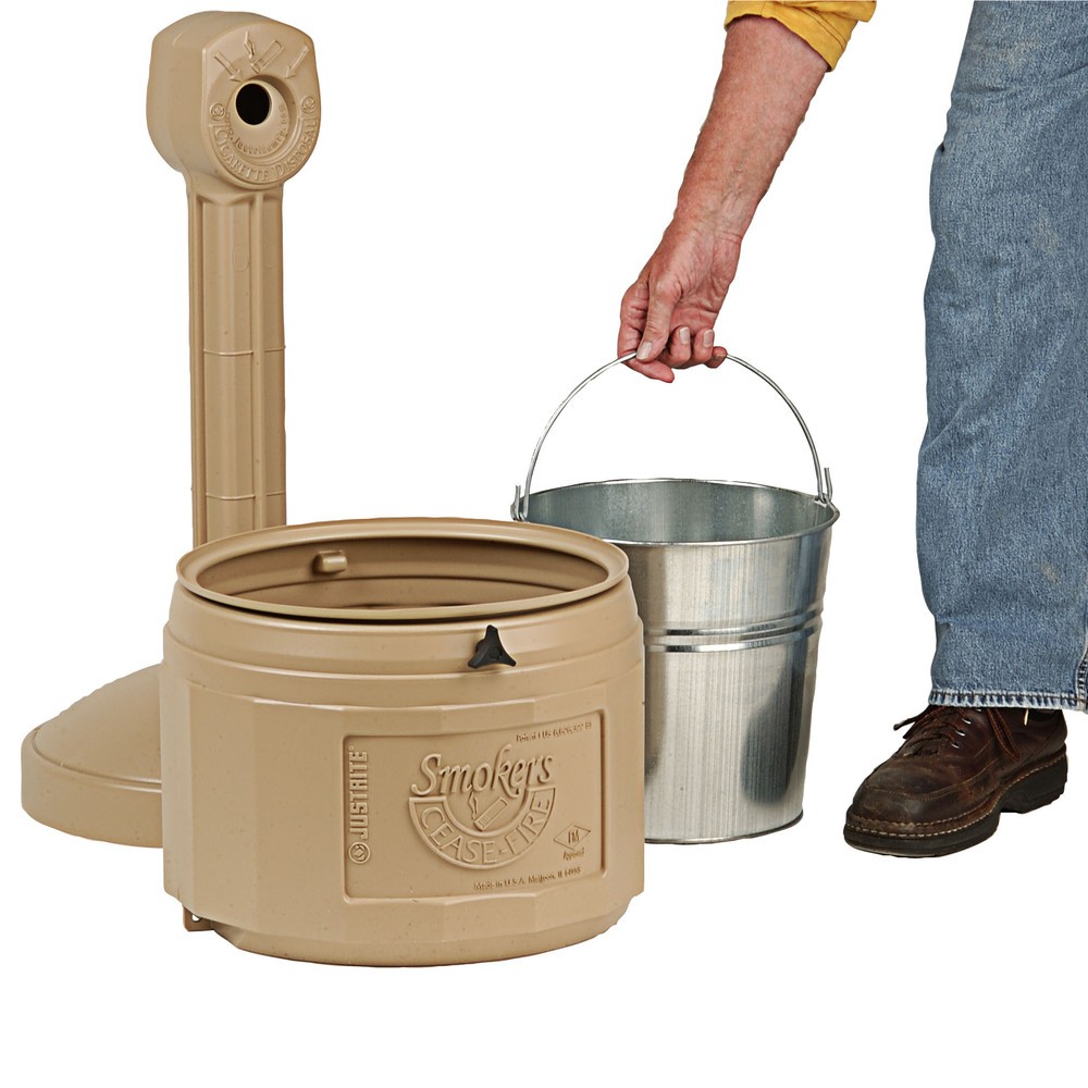 Číslo obrázku produktu 4: Bezpečnostní stojací popelník Justrite®, samozhášecí, 15 litrů, béžová