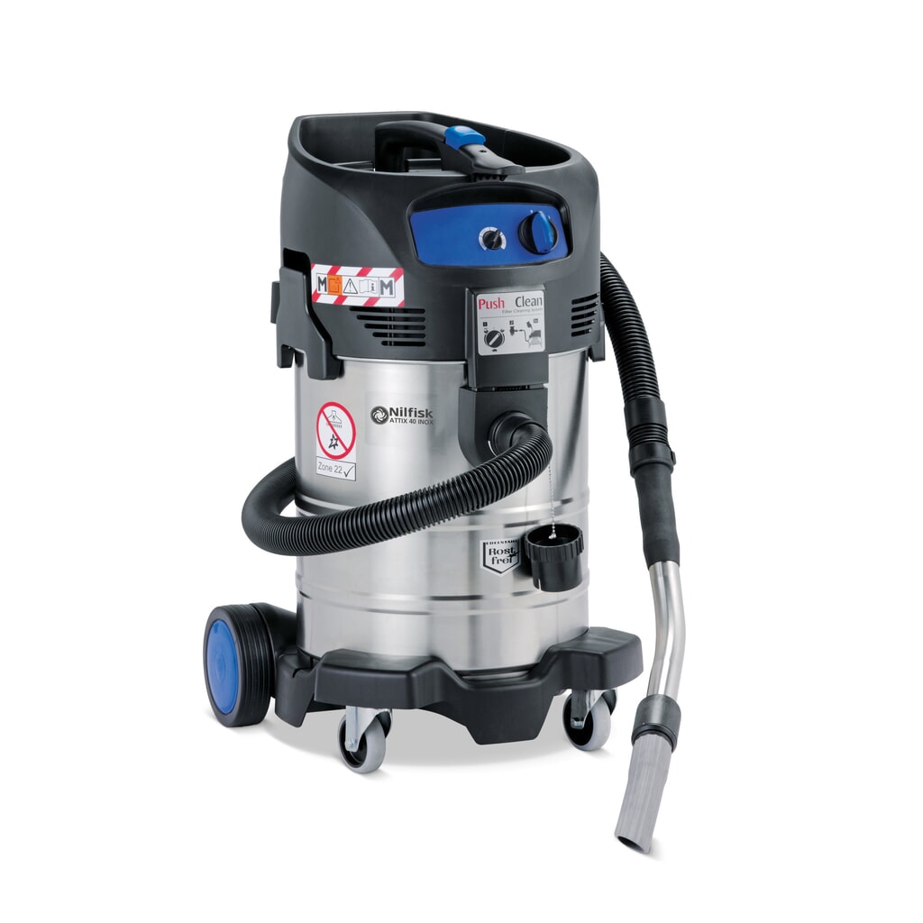 Nilfisk® bezpečnostní vysavač ATTIX 40-OM PC Typ 22, mokré + suché vysávání, 1 400 W, 37 l Obrázek produktu: Nilfisk® bezpečnostní vysavač ATTIX 40-OM PC Typ 22, mokré + suché vysávání, 1 400 W, 37 l