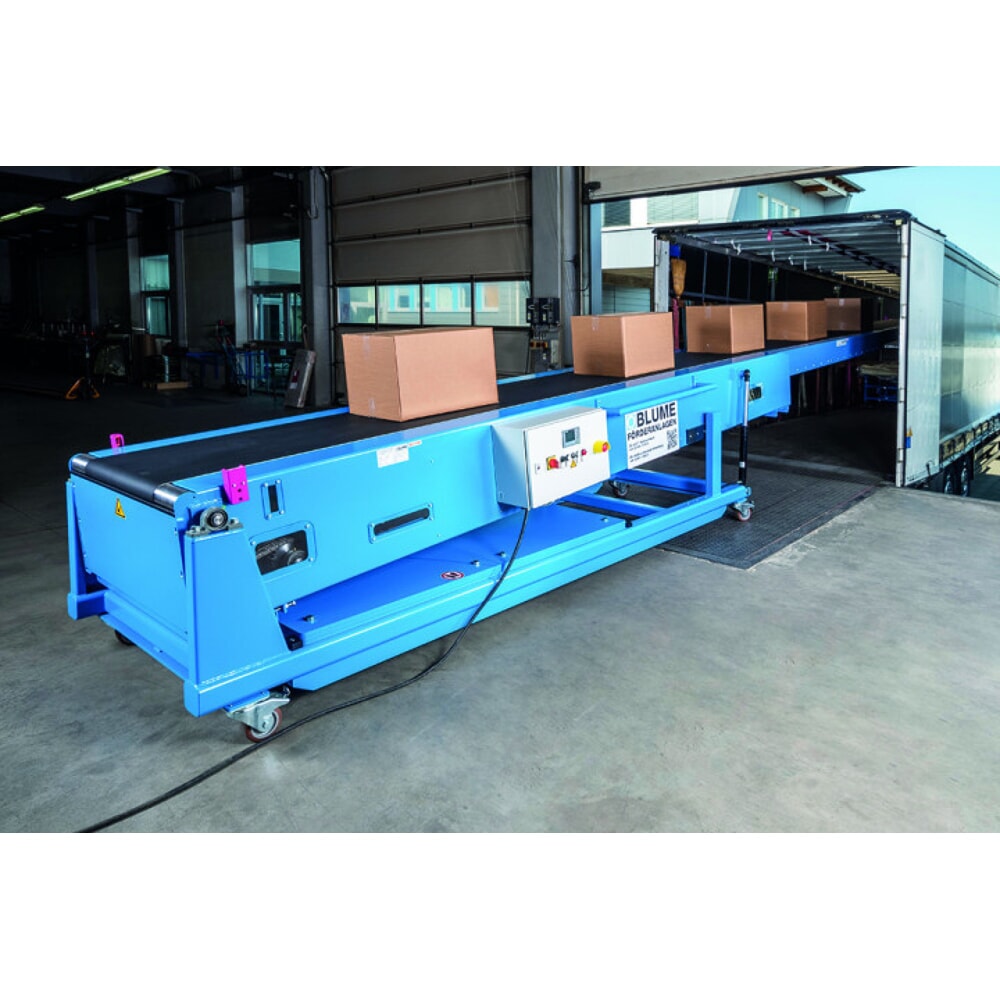 Číslo obrázku produktu 5: Teleskopický dopravník BLUME typ WFT3, základní délka 5 m, teleskopická délka 12 m, šířka pásu 800 mm, šířka lešení 1 120 mm, konstrukční výška 800 mm