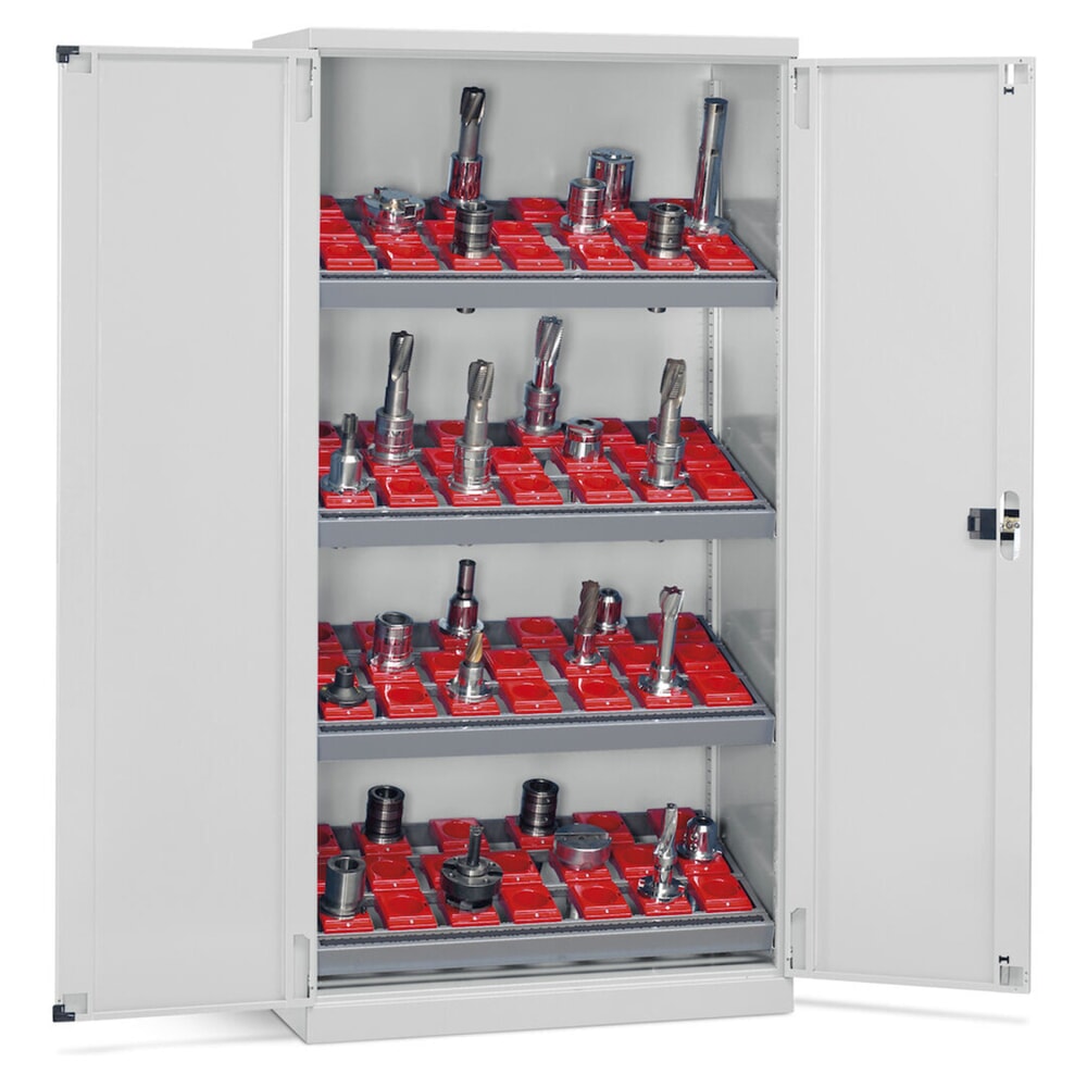 Číslo obrázku produktu 2: Skříň na přístroje a nářadí Fami PERFOM CNC, 4 police, VxŠxH 2000 x 1023 x 726 mm, 50 držáků nástrojů ISO 50, světle šedá