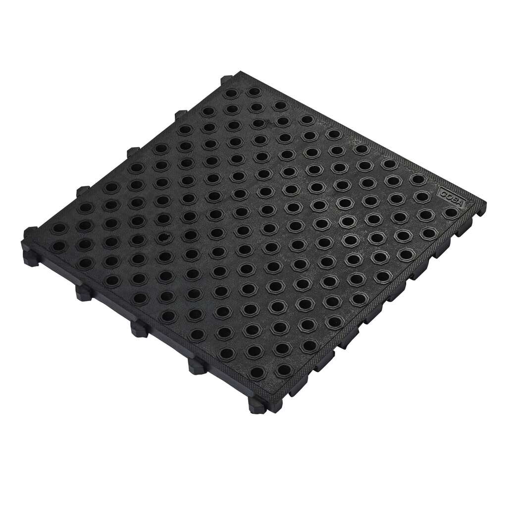 COBA Protiúnavová rohož Fatigue Lock Premium, děrovaná, ŠxH 500 x 500 mm, černá Obrázek produktu: COBA Protiúnavová rohož Fatigue Lock Premium, děrovaná, ŠxH 500 x 500 mm, černá