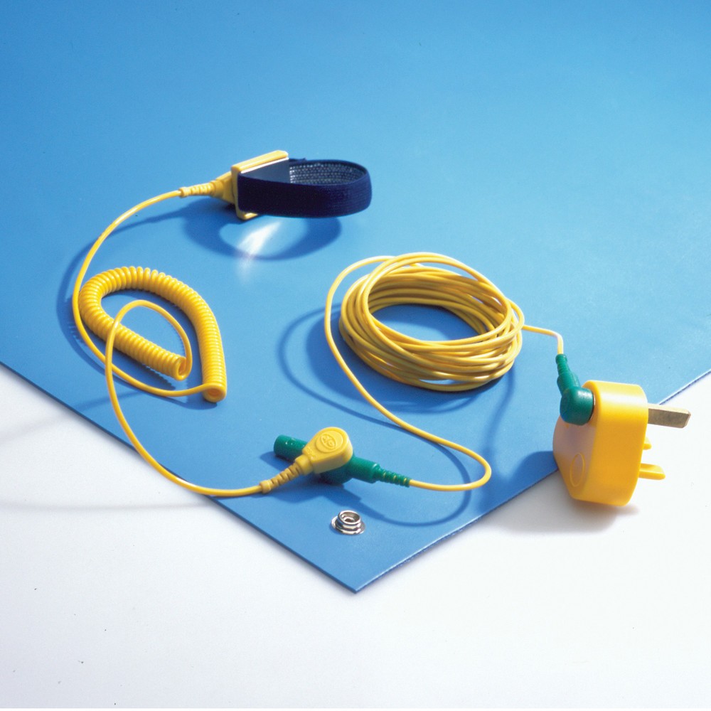 Číslo obrázku produktu 3: COBA Sada pracovních rohoží ESD z PVC s vodivou vrstvou, Š×H 1200 × bm, modrá