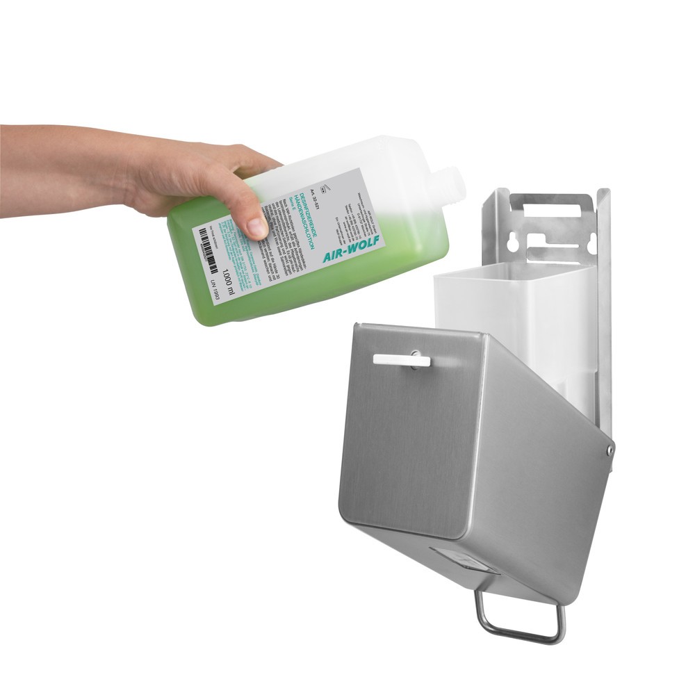 Číslo obrázku produktu 2: Dávkovač mýdla a dezinfekčních prostředků Air-Wolf 250 ml, kartáčovaná ušlechtilá ocel