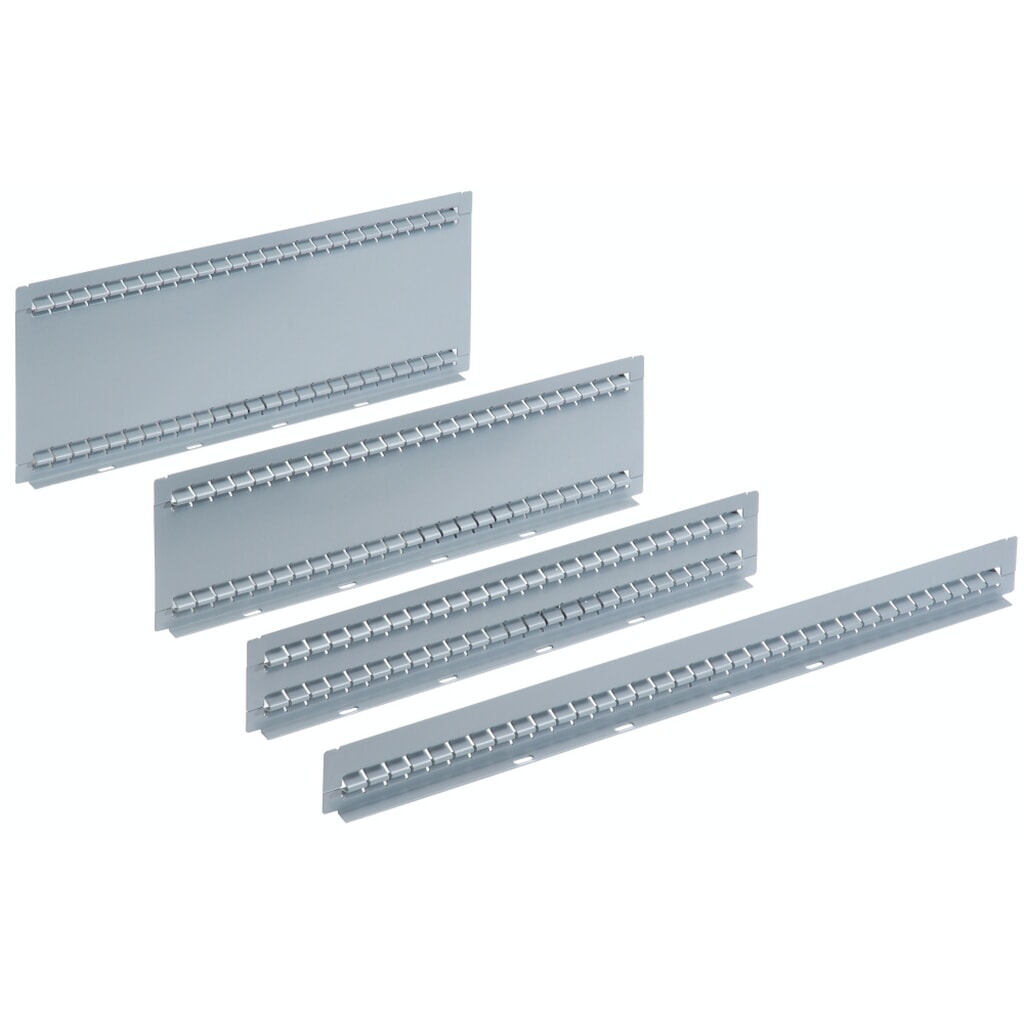 Děrované nástěnné panely LISTA 27E, délka 456 mm, pro výšku čela 50 mm Obrázek produktu: Děrované nástěnné panely LISTA 27E, délka 456 mm, pro výšku čela 50 mm