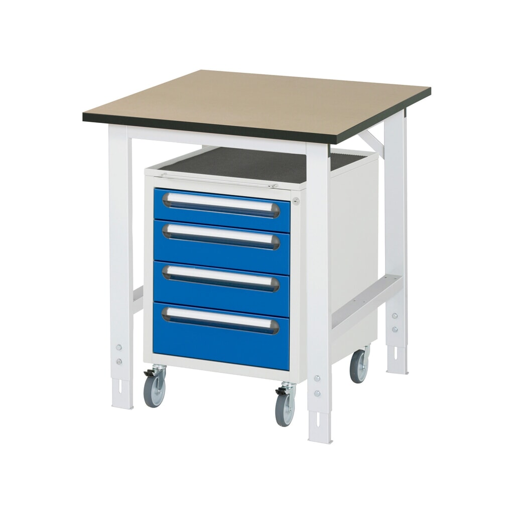 Dílenská sestava RAU TOM 2dílná, s pracovním stolem, VxŠxH 760-1080 x 750 x 800 mm, pracovní deska MDF, plus mobilní kontejner se 3 zásuvkami, VxŠxH 690 x 480 x 600 mm Číslo obrázku produktu 1: Dílenská sestava RAU TOM 2dílná, s pracovním stolem, VxŠxH 760-1080 x 750 x 800 mm, pracovní deska MDF, plus mobilní kontejner se 3 zásuvkami, VxŠxH 690 x 480 x 600 mm