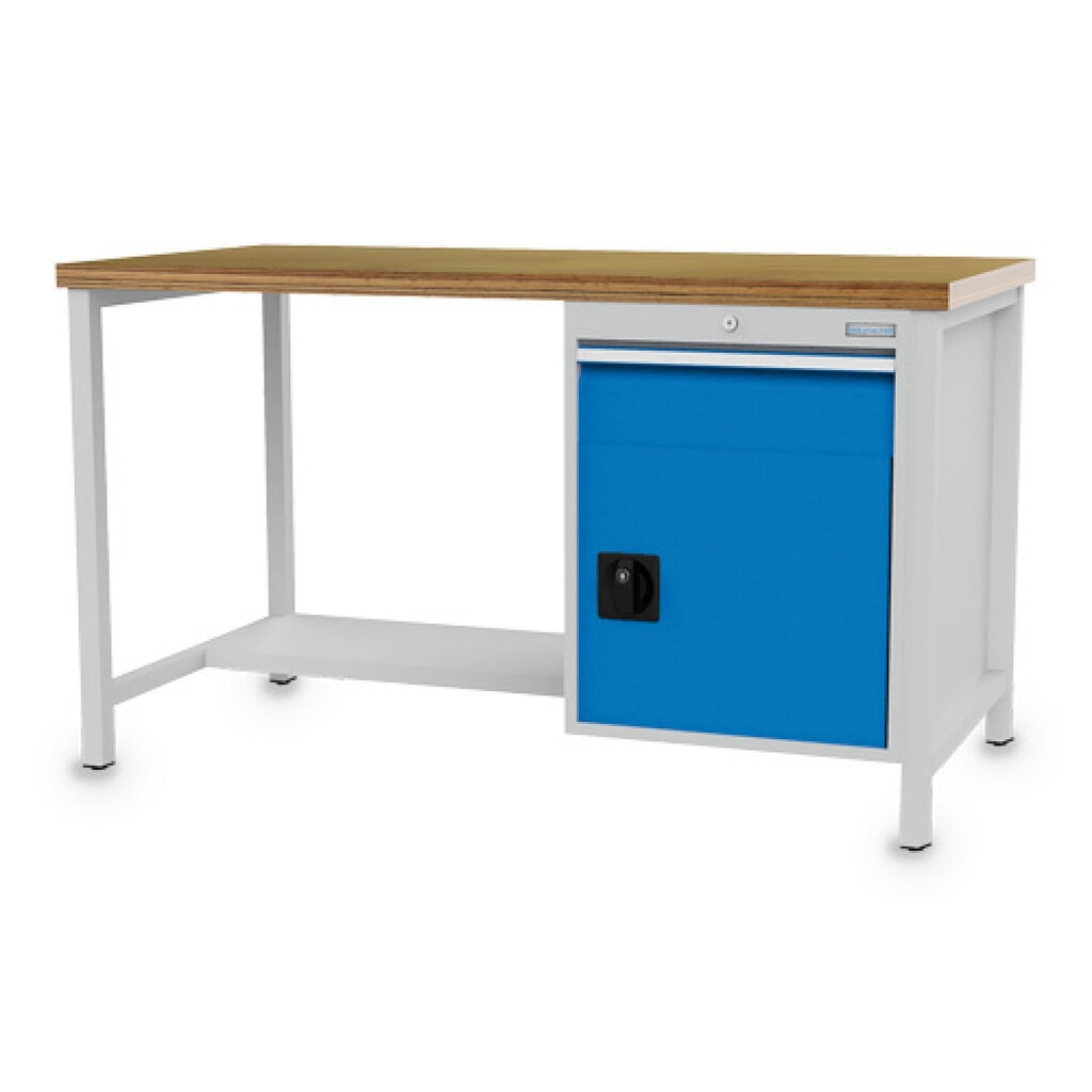 Dílenský stůl se skříňkou Bedrunka+Hirth R 18-24, VxŠxH 859 x 1500 x 750 mm, světle šedá, světle modrá, 1 ks zásuvka 1x150 mm, 1 křídlové dveře 1x450 mm Číslo obrázku produktu 1: Dílenský stůl se skříňkou Bedrunka+Hirth R 18-24, VxŠxH 859 x 1500 x 750 mm, světle šedá, světle modrá, 1 ks zásuvka 1x150 mm, 1 křídlové dveře 1x450 mm