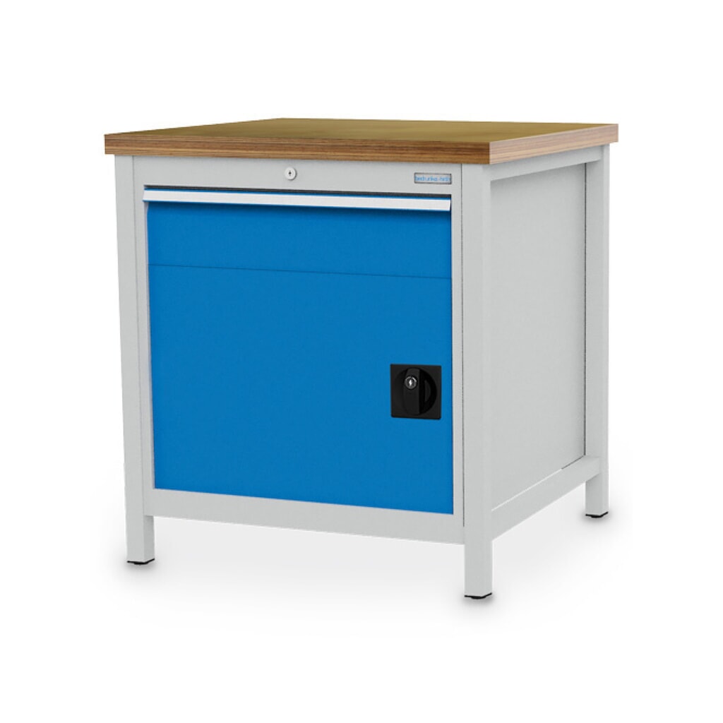 Dílenský stůl se skříňkou Bedrunka+Hirth R 24-24, VxŠxH 859 x 810 x 750 mm, světle šedá, světle modrá, 1 ks zásuvka 1x150 mm, 1 křídlové dveře 1x450 mm Obrázek produktu: Dílenský stůl se skříňkou Bedrunka+Hirth R 24-24, VxŠxH 859 x 810 x 750 mm, světle šedá, světle modrá, 1 ks zásuvka 1x150 mm, 1 křídlové dveře 1x450 mm
