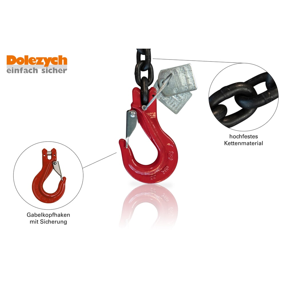 Číslo obrázku produktu 2: Upínací řetěz Dolezych, 2-dílný, svíčkový hák na obou stranách, 4 000 daN, délka 4,50 m