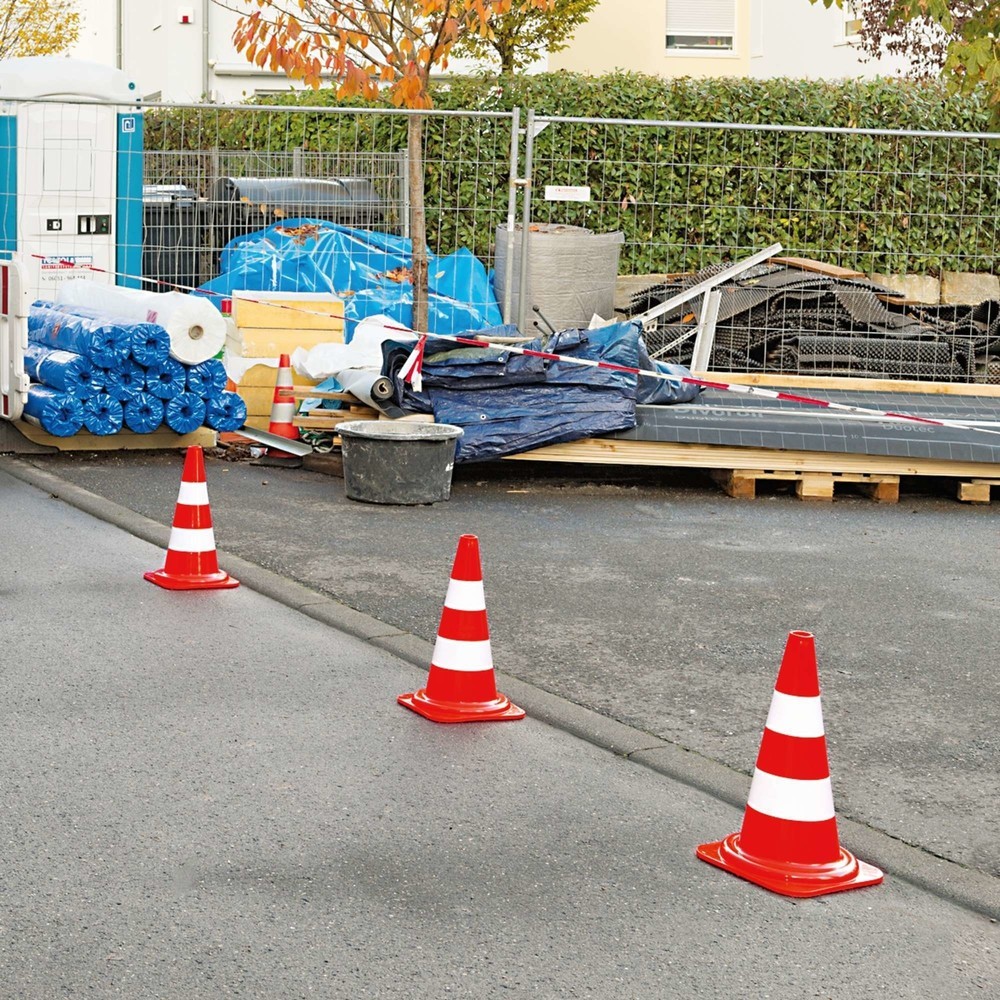 Číslo obrázku produktu 4: Dopravní kužel MORAVIA PVC, reflexní, 2 bílé prstence, výška 500 mm