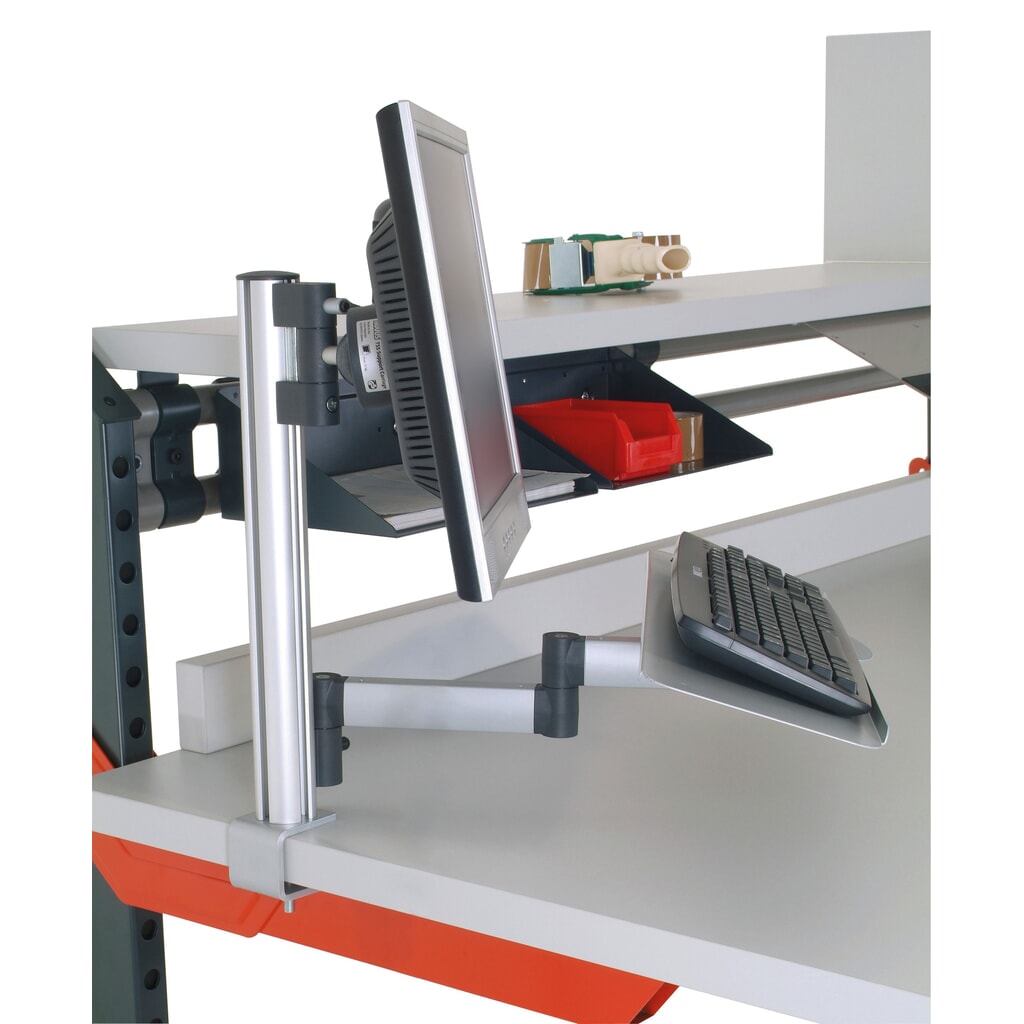 Držák klávesnice a myši s kloubovým ramenem pro systém balicích stolů Rocholz, VxŠxH 200 x 100 x 455 mm Číslo obrázku produktu 4: Držák klávesnice a myši s kloubovým ramenem pro systém balicích stolů Rocholz, VxŠxH 200 x 100 x 455 mm