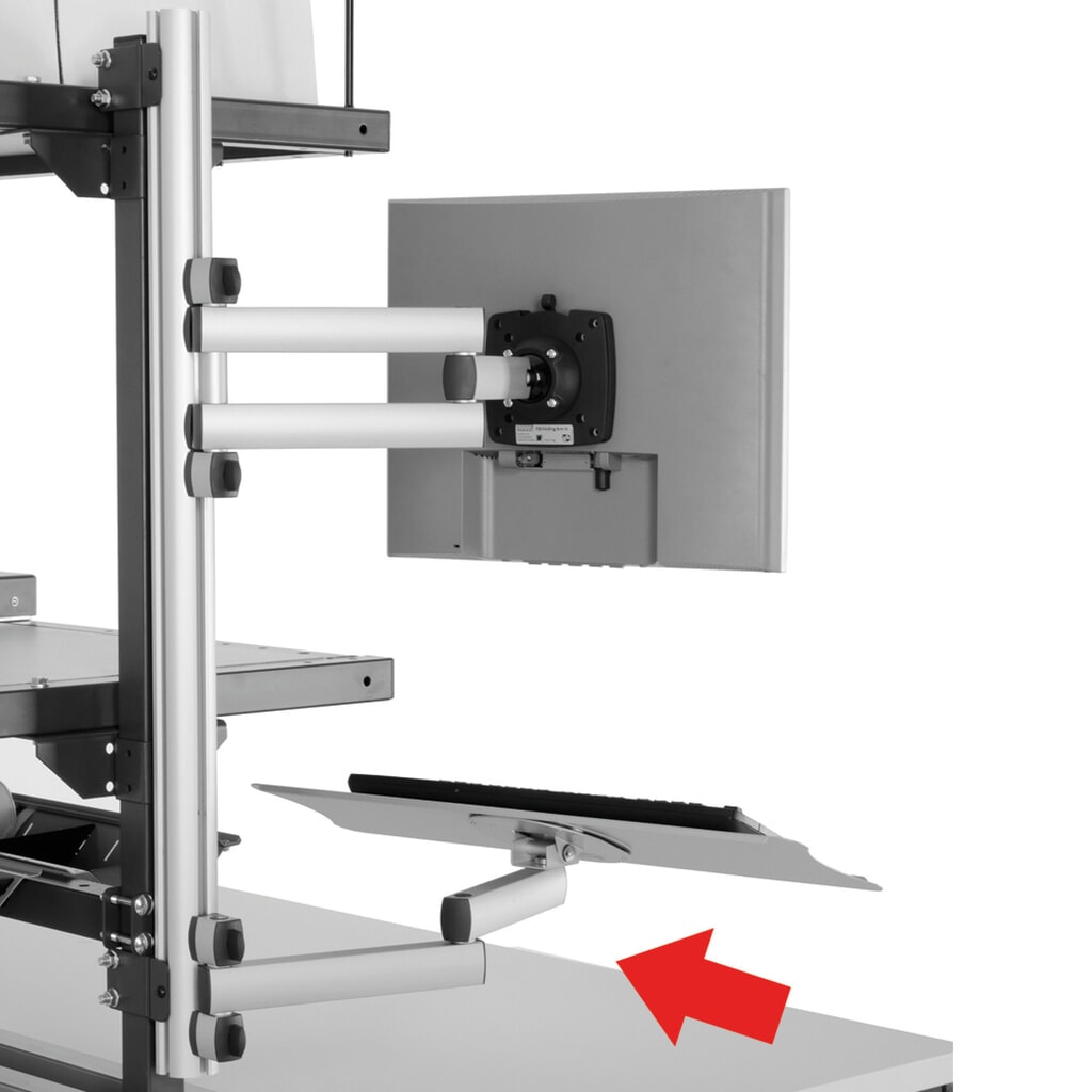 Držák klávesnice a myši s kloubovým ramenem pro systém balicích stolů Rocholz, VxŠxH 200 x 100 x 455 mm Obrázek produktu: Držák klávesnice a myši s kloubovým ramenem pro systém balicích stolů Rocholz, VxŠxH 200 x 100 x 455 mm
