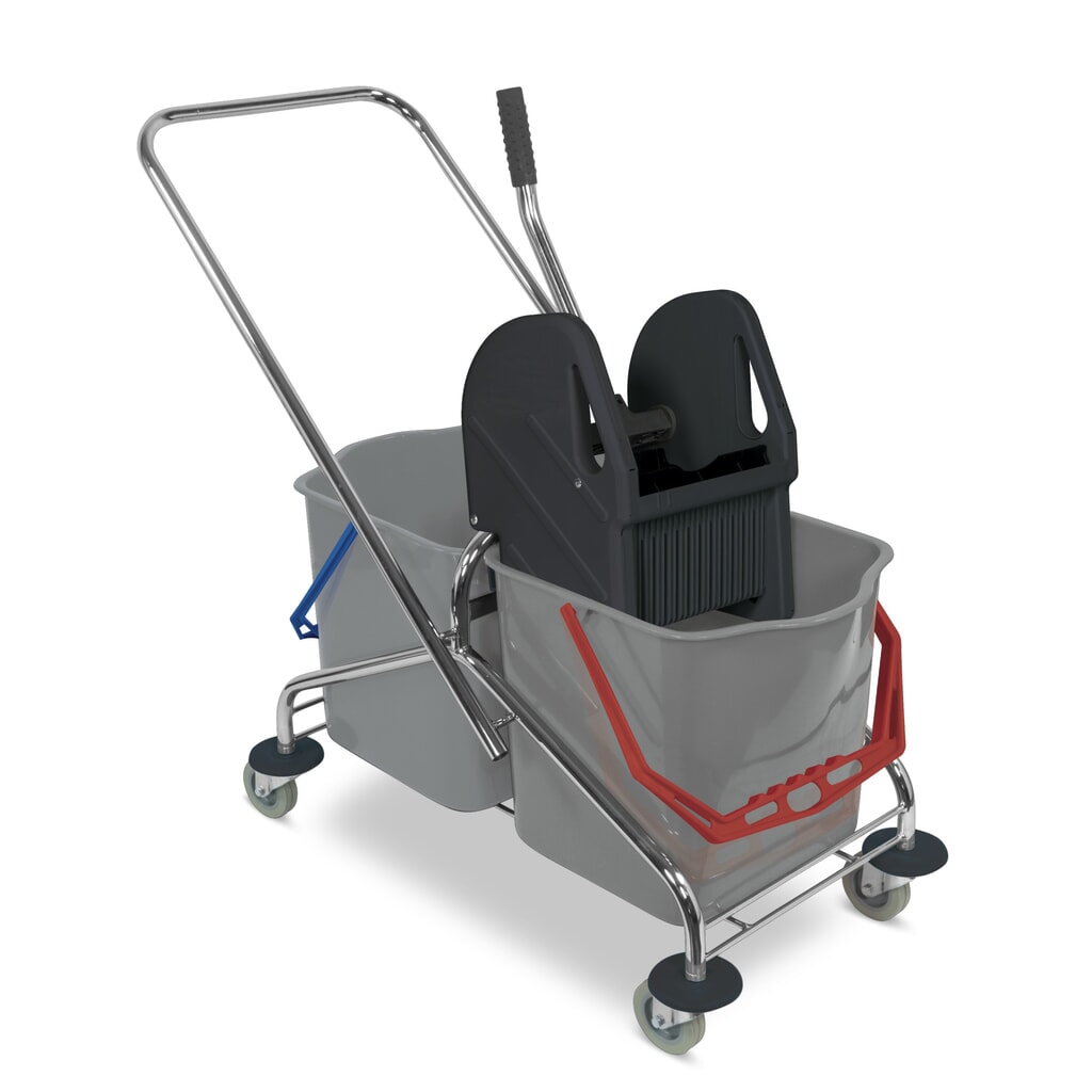 Dvojitý pojízdný kbelík Sprintus, chrom, kbelík 2x 27 litrů Obrázek produktu: Dvojitý pojízdný kbelík Sprintus, chrom, kbelík 2x 27 litrů