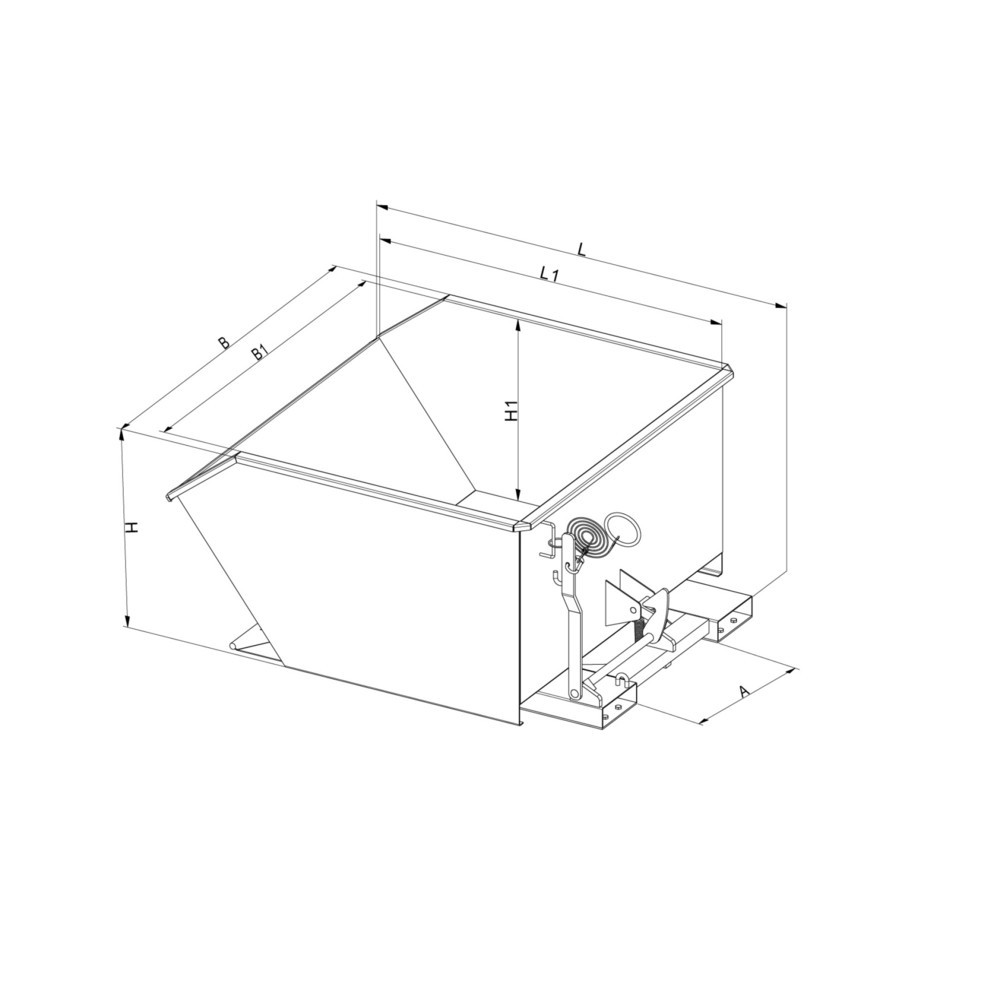 Číslo obrázku produktu 6: kontejner s automatickým odvalováním, nízká konstrukční výška, objem 1 m³, čistě oranžová