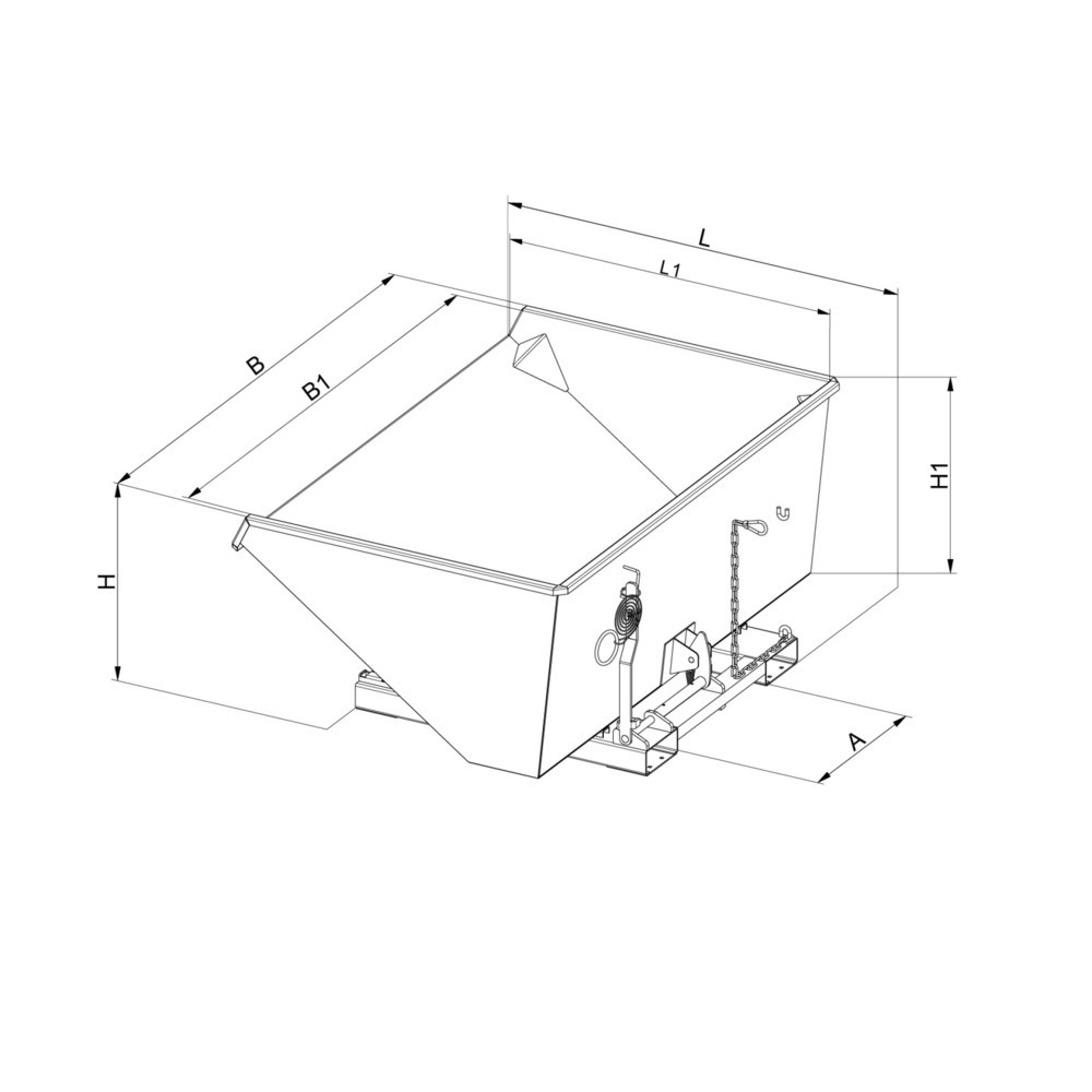 Číslo obrázku produktu 6: Nádoba na naklápění s pojízdná mechanika, lakovaná, čistě oranžová, 1 250 litrů