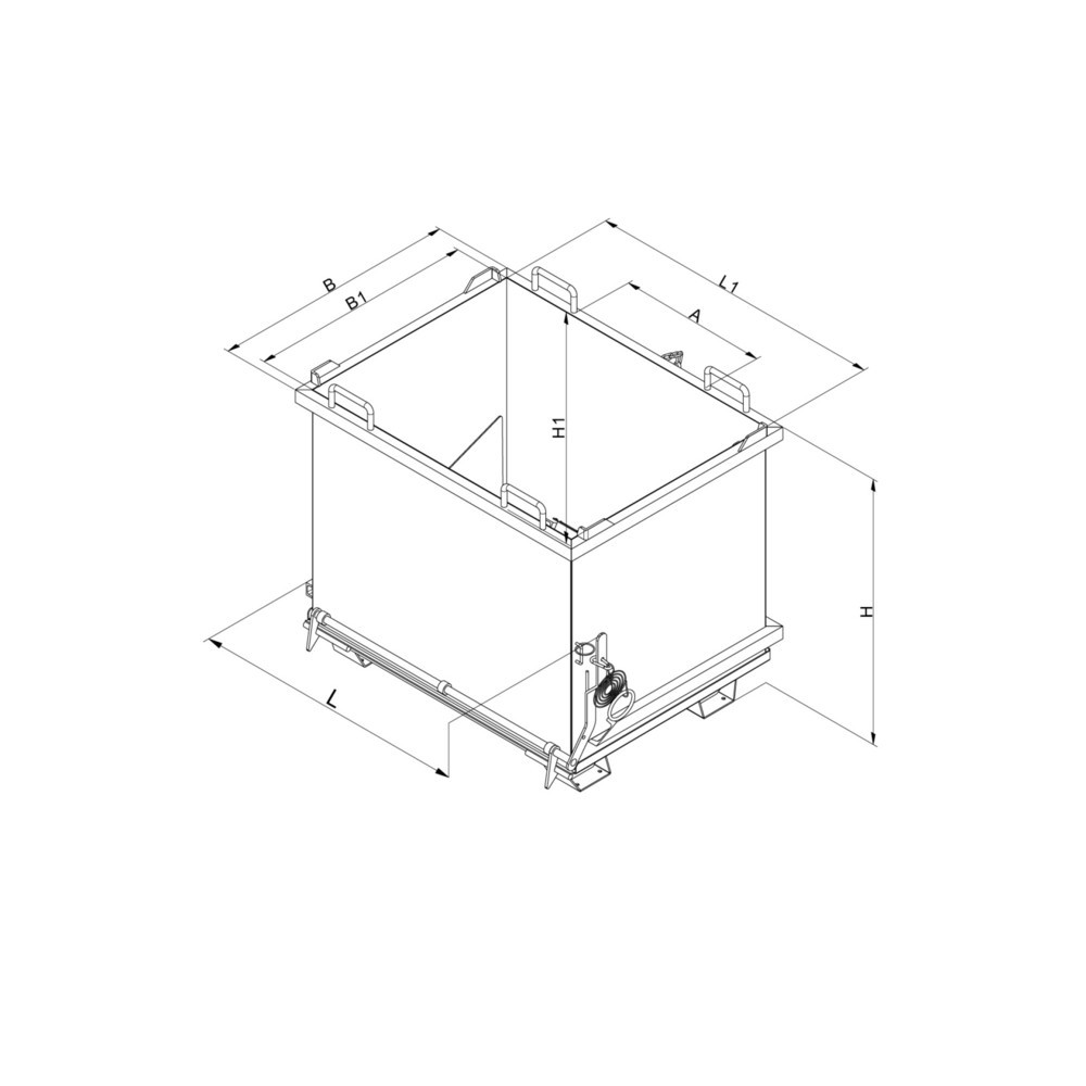 Číslo obrázku produktu 6: Sklopná spodní kontejner s tažné lano, objem 0,75 m³, antracitová šedá