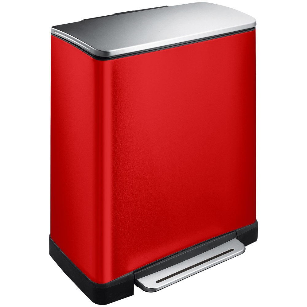 Číslo obrázku produktu 1: Nádoba na odpad s nášlapem EKO E-Cube, 1x28 + 1x18 litrů, červená