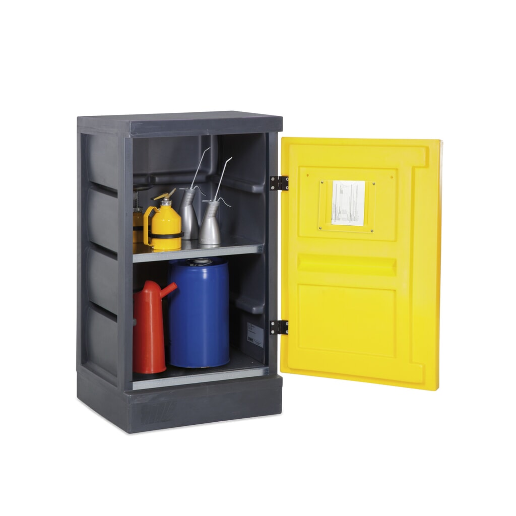 Obrázek produktu: Denios skříň na chemikálie z PE, VxŠxH 1.130 x 610 x 640 mm, 2 mřížové rošty z nerezové oceli
