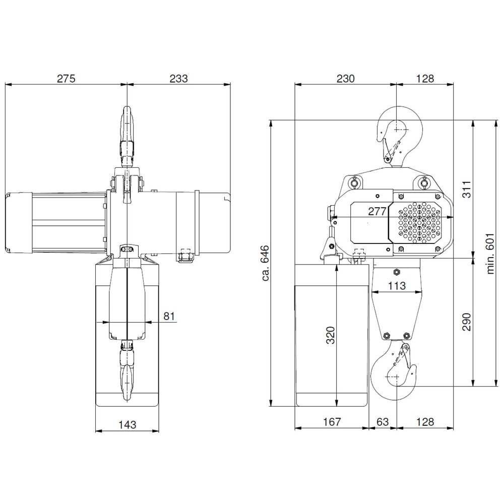 Číslo obrázku produktu 6: Elektrický řetězový kladkostroj LIFTKET S-Line s hákovým závěsem, nosnost 1000 kg, 4/1 m/min