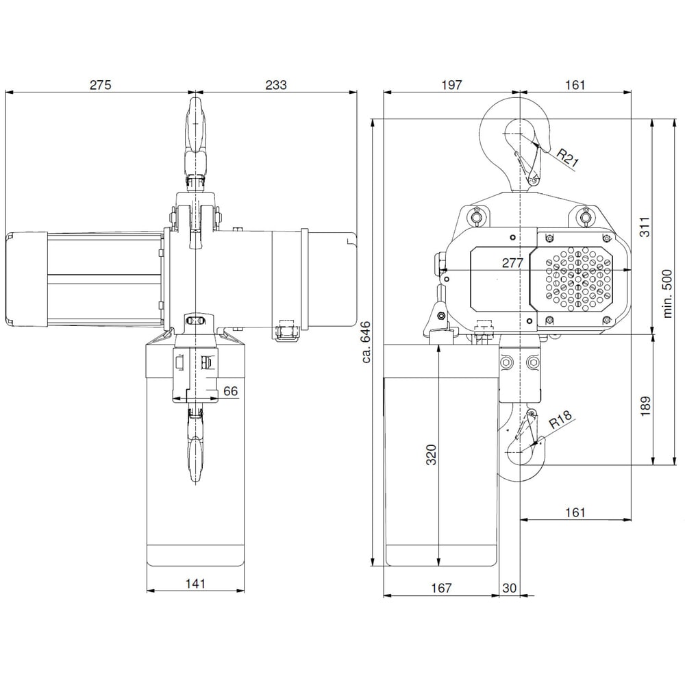 Číslo obrázku produktu 6: Elektrický řetězový kladkostroj LIFTKET S-Line s hákovým závěsem, nosnost 1000 kg, 6/1,5 m/min