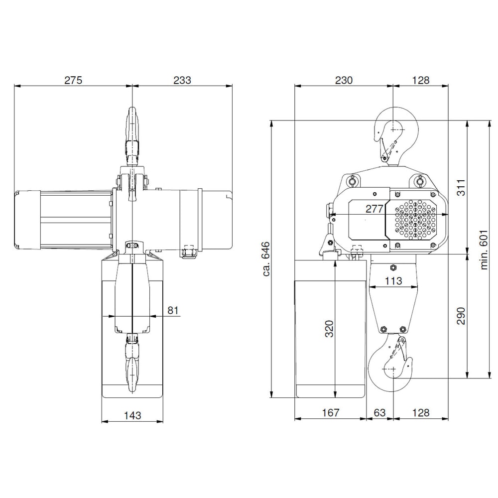 Číslo obrázku produktu 6: Elektrický řetězový kladkostroj LIFTKET S-Line s hákovým závěsem, nosnost 2000 kg, 3/0,75 m/min