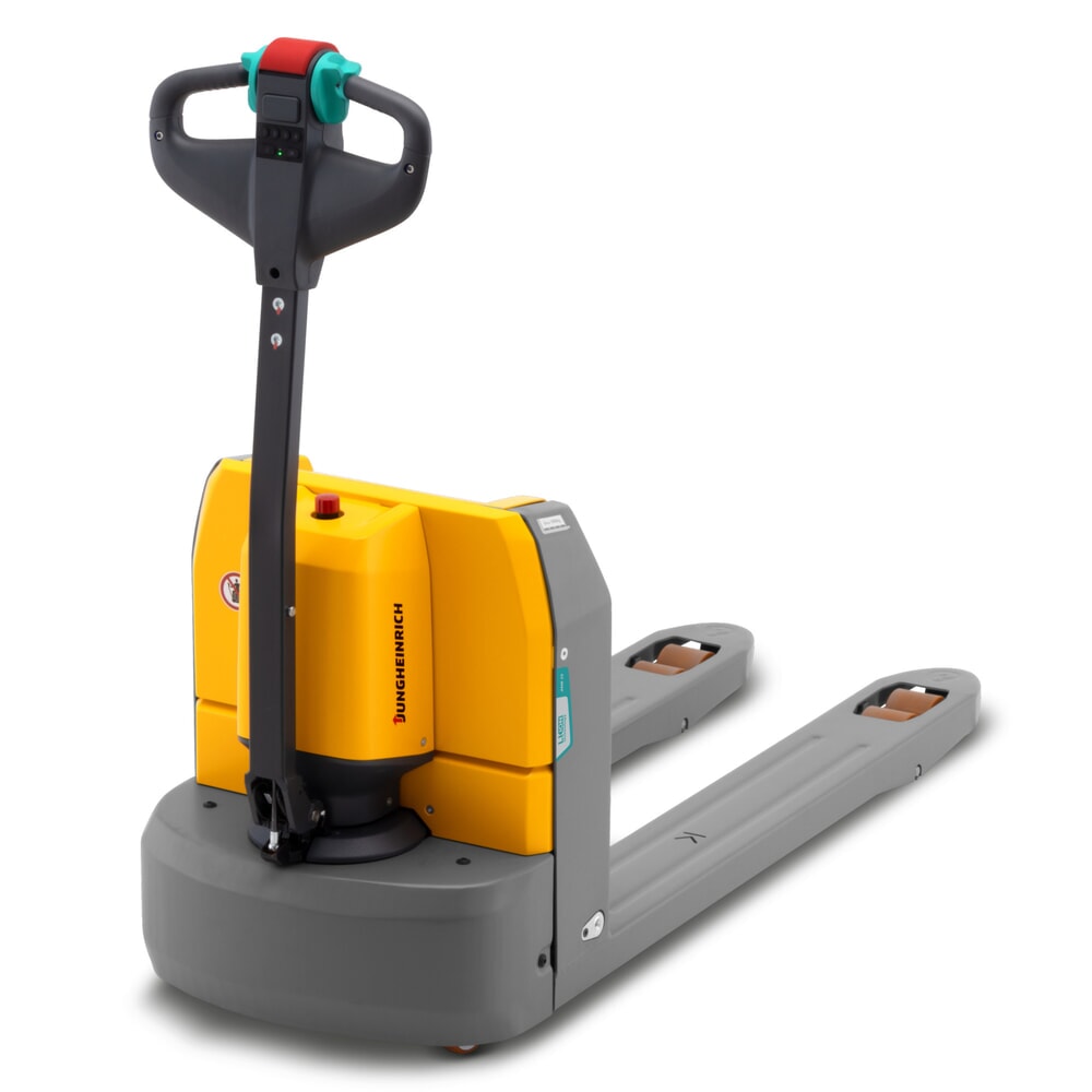 Elektrický paletový vozík Jungheinrich AME 15, nosnost 1 500 kg, délka vidlí 1 150 mm, jednoduchá kolečka Obrázek produktu: Elektrický paletový vozík Jungheinrich AME 15, nosnost 1 500 kg, délka vidlí 1 150 mm, jednoduchá kolečka