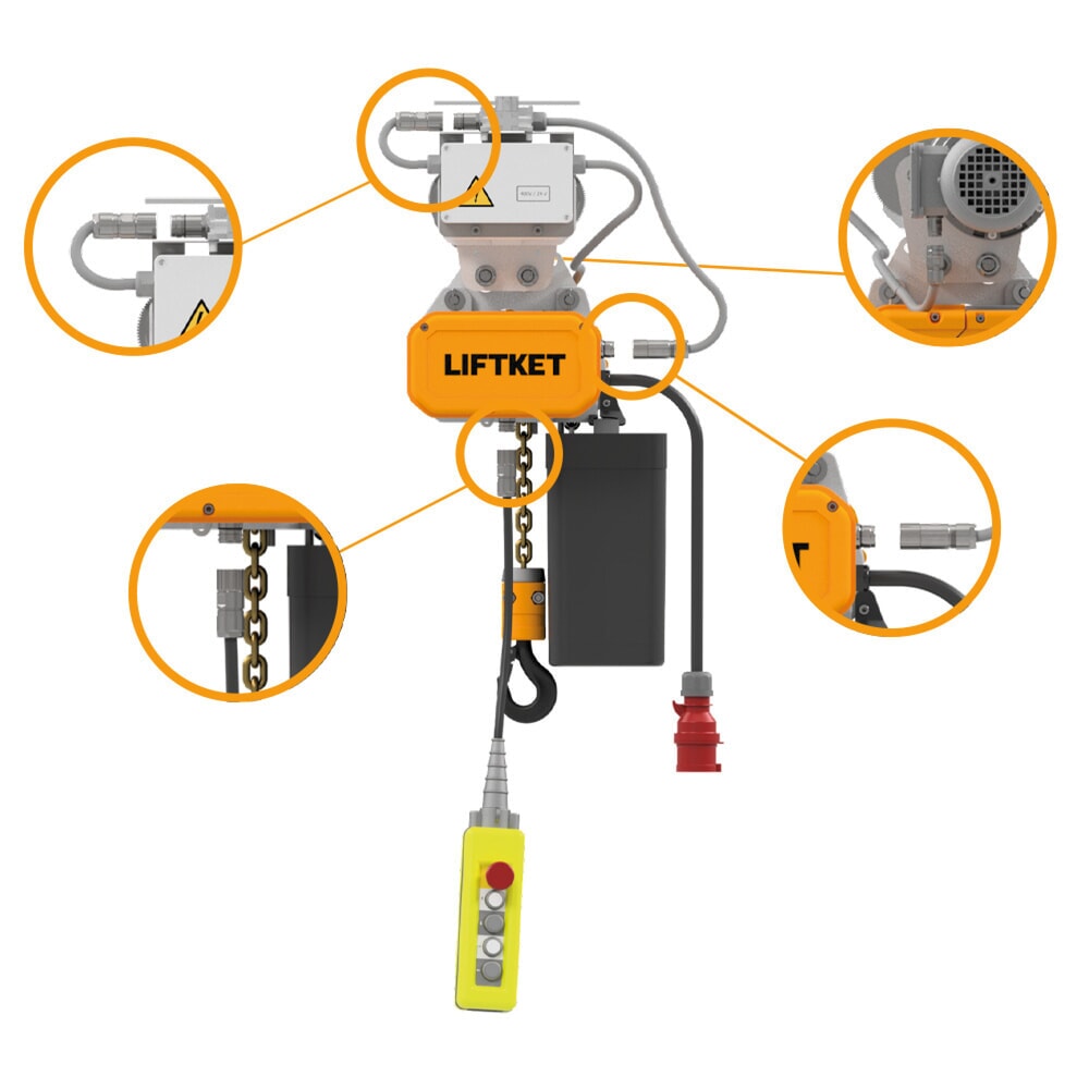 Číslo obrázku produktu 3: Elektrický řetězový kladkostroj LIFTKET S-Line s ručním pojezdem, nosnost 125 kg, 8/2 m/min
