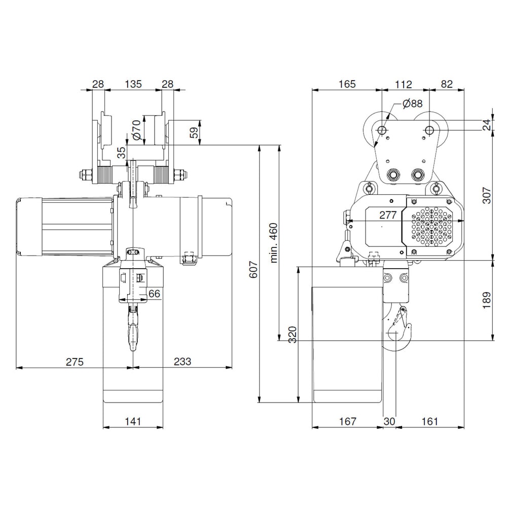 Číslo obrázku produktu 7: Elektrický řetězový kladkostroj LIFTKET S-Line s ručním pojezdem, nosnost 500 kg, 8/2 m/min