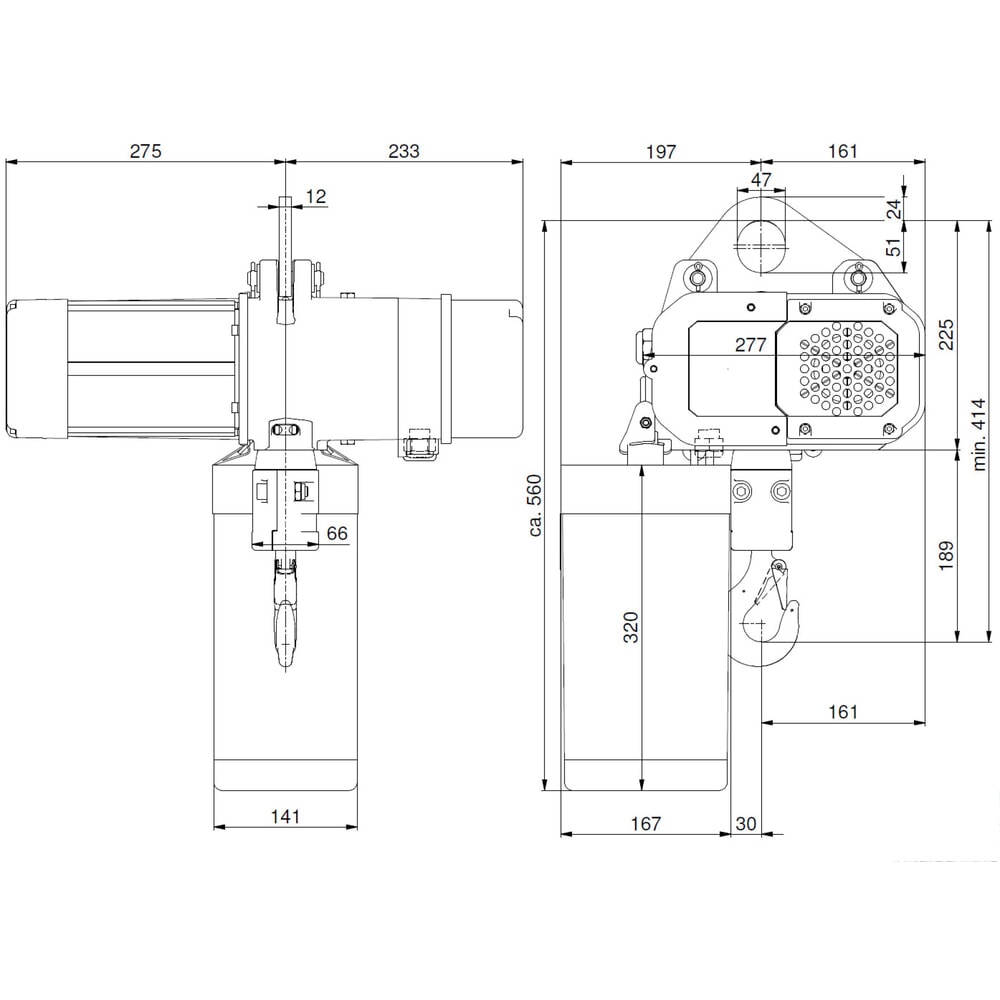Číslo obrázku produktu 6: Elektrický řetězový kladkostroj LIFTKET S-Line se závěsem s jedním otvorem, nosnost 1 000 kg, 6/1,5 m/min