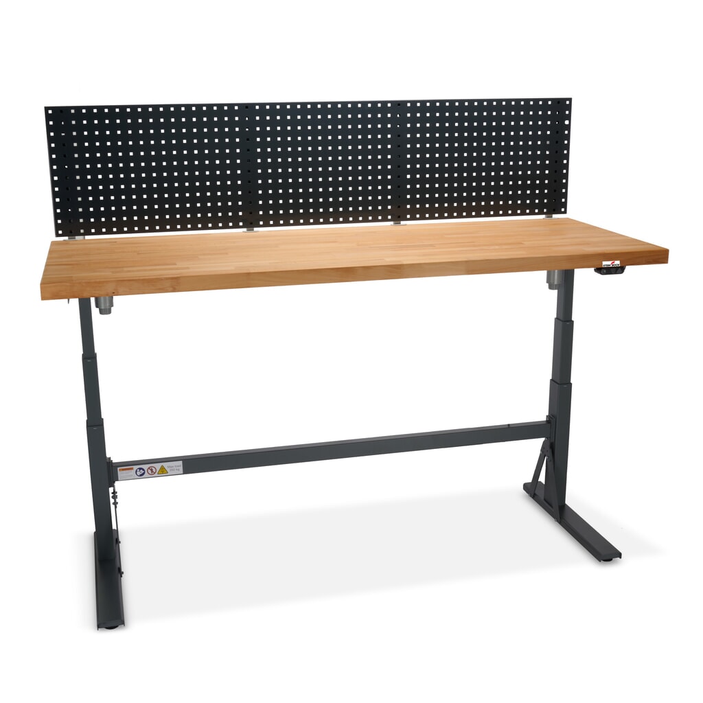 Elektrický výškově nastavitelný pracovní stůl Steinbock® e-Adjust, se stěnou s otvory, VxŠxH 700-1170 x 2000 x 750 mm, nosnost 350 kg Číslo obrázku produktu 9: Elektrický výškově nastavitelný pracovní stůl Steinbock® e-Adjust, se stěnou s otvory, VxŠxH 700-1170 x 2000 x 750 mm, nosnost 350 kg