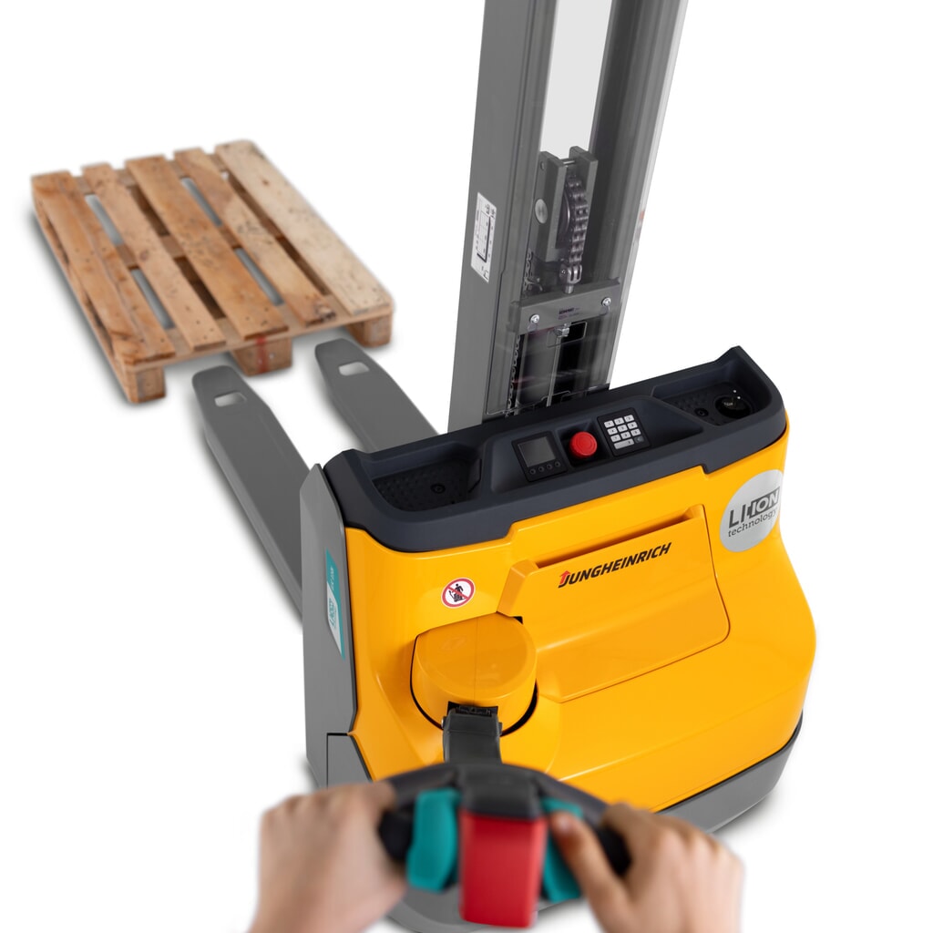 Číslo obrázku produktu 5: Elektrický vysokozdvižný vozík Jungheinrich EJC 110i E, jednoduchý sloup, výška zdvihu 1290 mm, nosnost 1000 kg, proporcionální hydraulika