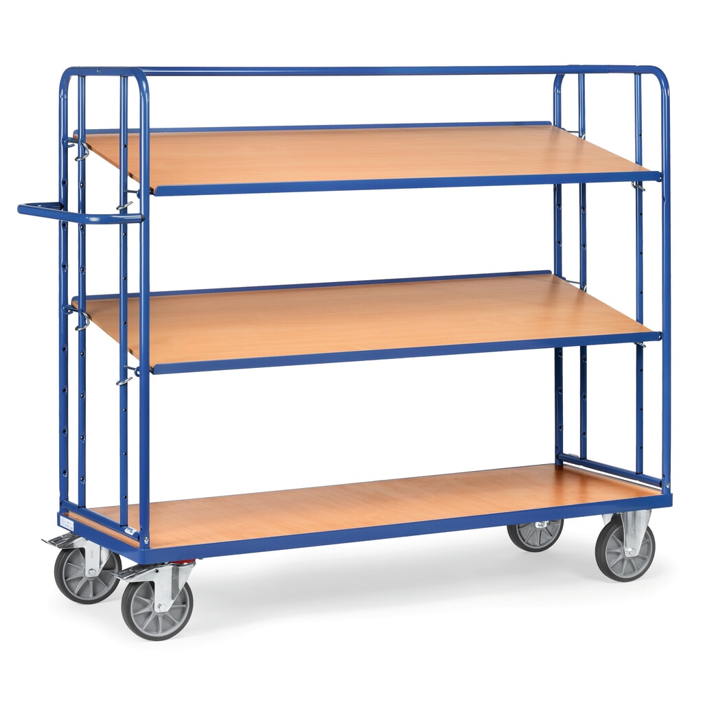 Etážový vozík fetra® na euro bedny, nosnost 500 kg, 3 patra à 1250 x 610 mm Obrázek produktu: Etážový vozík fetra® na euro bedny, nosnost 500 kg, 3 patra à 1250 x 610 mm
