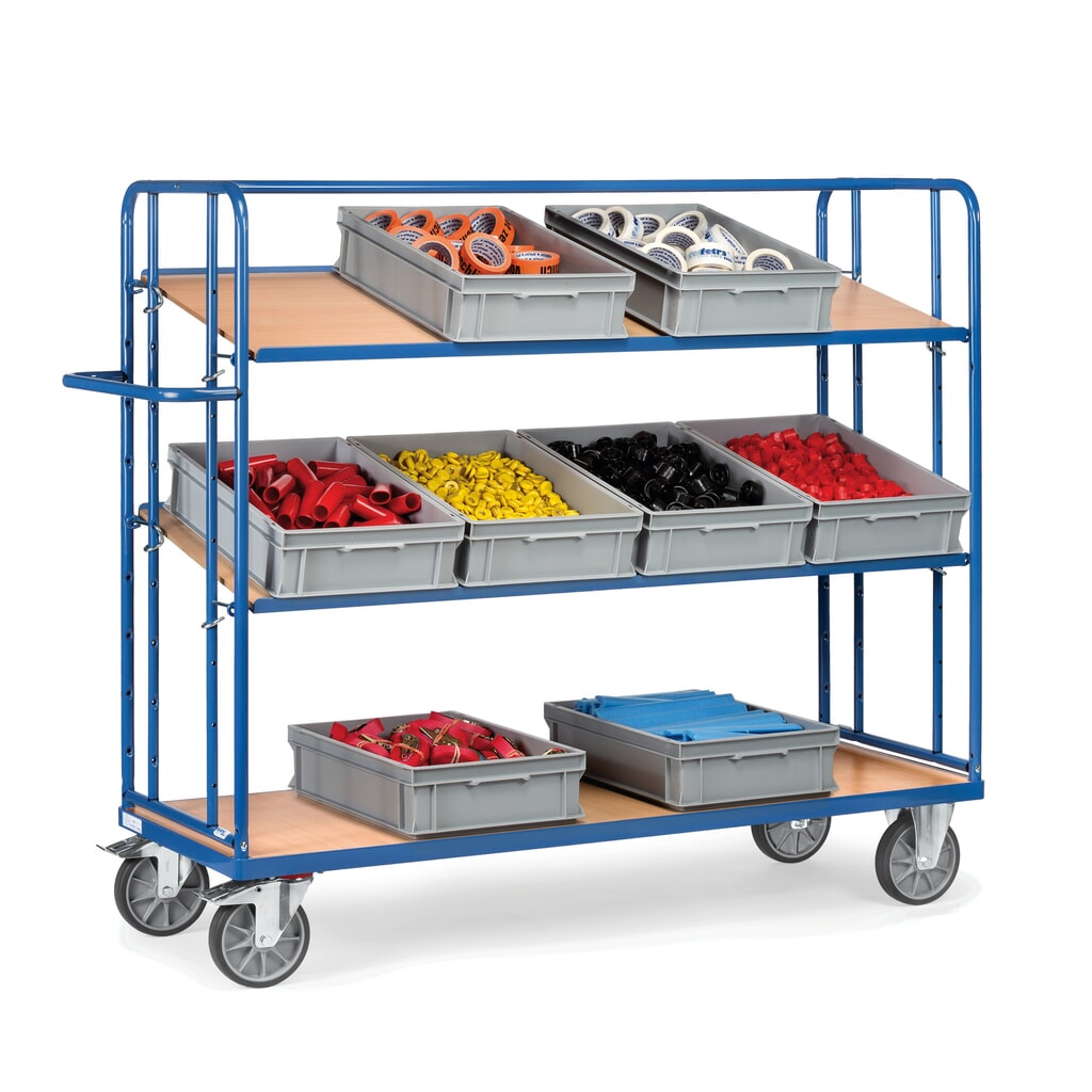 Číslo obrázku produktu 3: Etážový vozík fetra® na euro bedny, nosnost 500 kg, 3 patra à 1250 x 610 mm