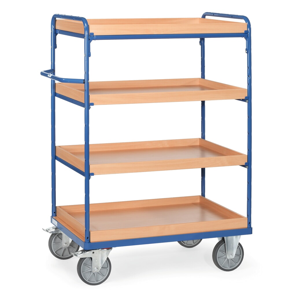 Obrázek produktu: Etážový vozík s úložnými boxy fetra®, 4 patra à 1 000 x 600 mm, výška 1552 mm