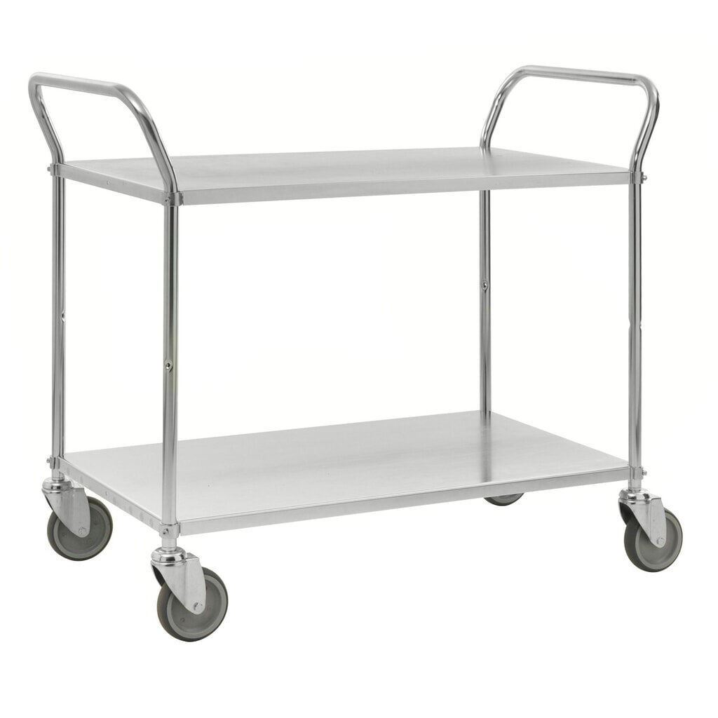 Etážový vozík Kongamek, nosnost 250 kg, 2 police, VxŠxH 940 x 480 x 1080 mm Obrázek produktu: Etážový vozík Kongamek, nosnost 250 kg, 2 police, VxŠxH 940 x 480 x 1080 mm
