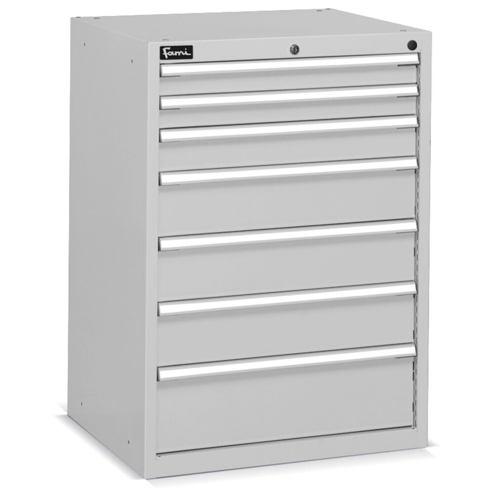 Číslo obrázku produktu 2: Fami Flexa Key Komfortní zásuvková skříňka, zásuvky 2x75/1x100/3x150/1x200 mm, VxŠxH 1,000 x 717 x 600 mm, RAL 7035 světle šedá