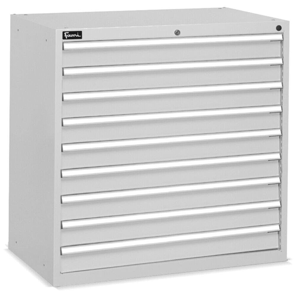 Číslo obrázku produktu 2: Fami Flexa Key Komfortní zásuvková skříňka, zásuvky 9 x 100 mm, VxŠxH 1 000 x 1 023 x 600 mm, RAL 7035 světle šedá