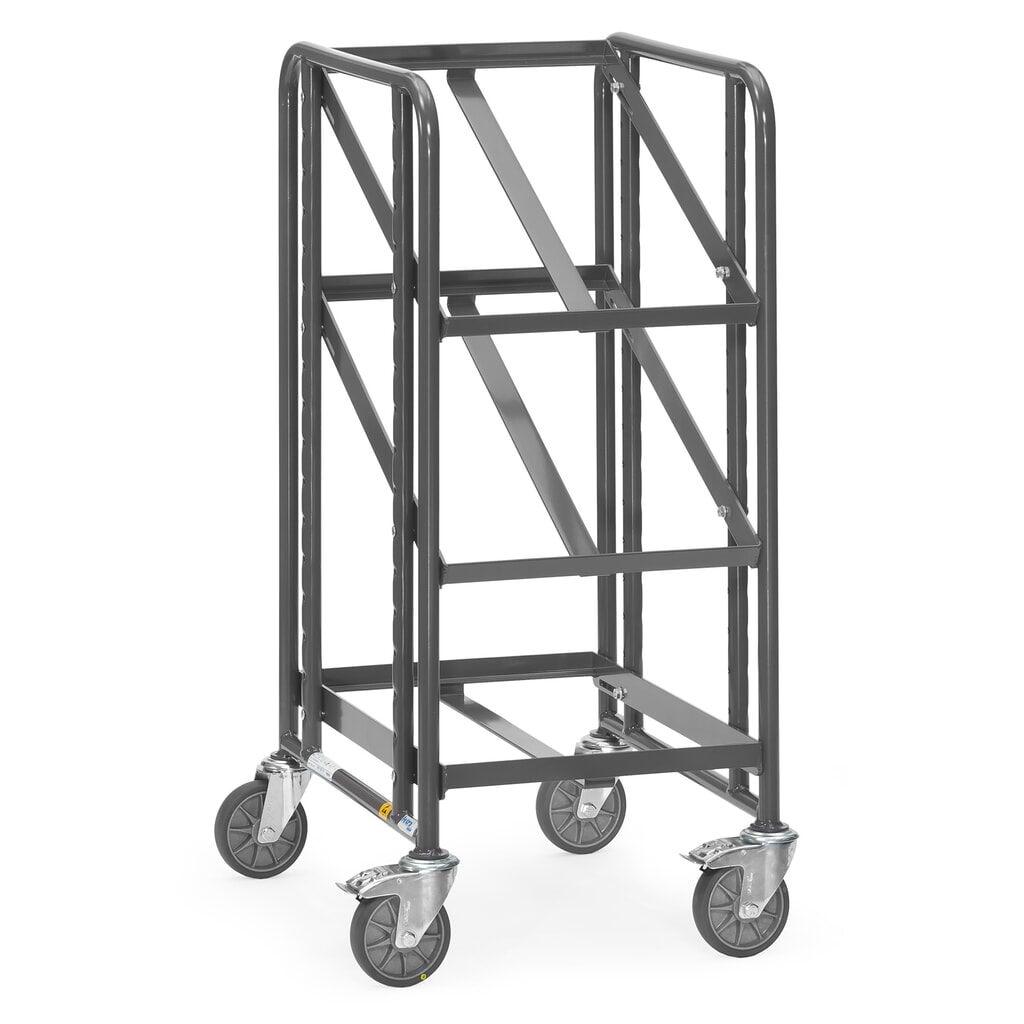 Číslo obrázku produktu 1: fetra® etážový vozík na euro bedny ESD, nosnost 250 kg, 3 ložné plochy à 410 × 610 mm, bez polic