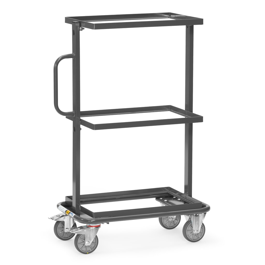 fetra® manipulační vozík ESD, nosnost 200 kg, 3 ložné plochy à 405 × 605 mm, bez polic Obrázek produktu: fetra® manipulační vozík ESD, nosnost 200 kg, 3 ložné plochy à 405 × 605 mm, bez polic