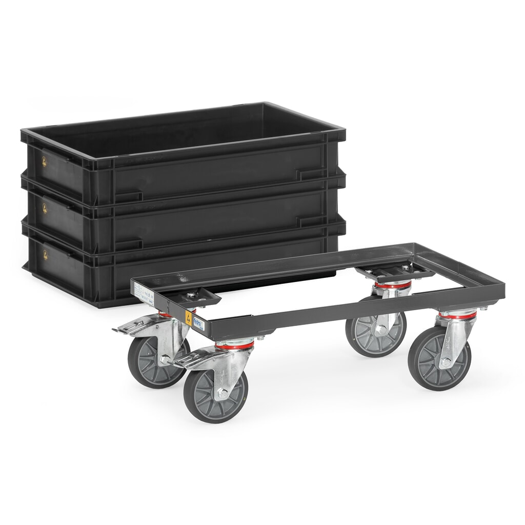 Číslo obrázku produktu 3: fetra® vozík na euro bedny ESD, nosnost 250 kg, ložná plocha 405 × 605 mm, bez police