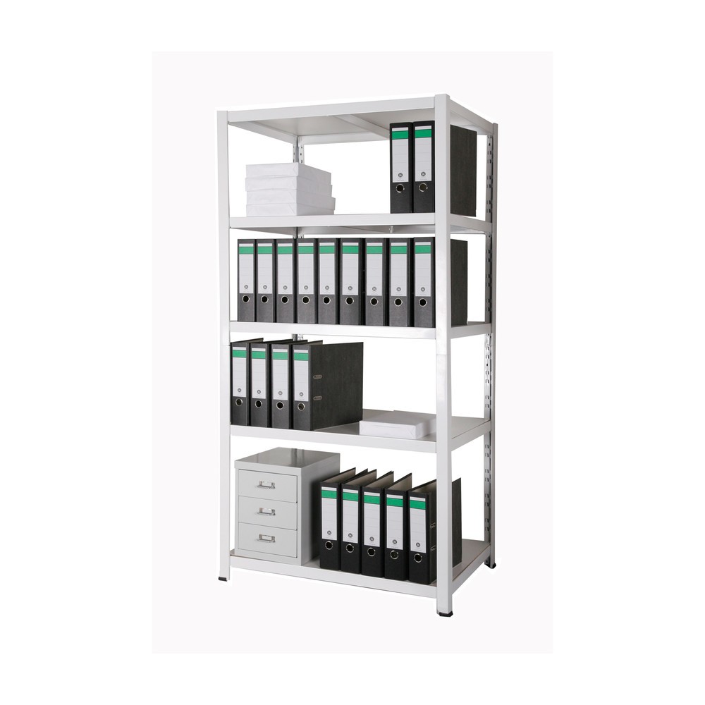 Číslo obrázku produktu 1: HEMMDAL regál na spisy, zasouvací systém, VxŠxH 1800 x 900 x 600 mm, 5 HDF polic, nosnost police 150 kg, maximálně 110 pořadačů, bílá