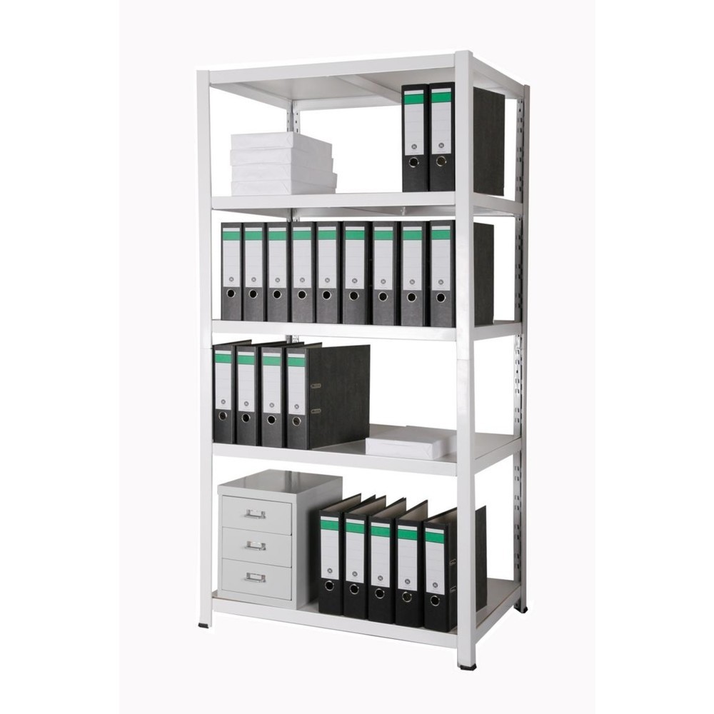 Číslo obrázku produktu 5: HEMMDAL regál na spisy, zasouvací systém, VxŠxH 1800 x 900 x 600 mm, 5 HDF polic, nosnost police 150 kg, maximálně 110 pořadačů, bílá