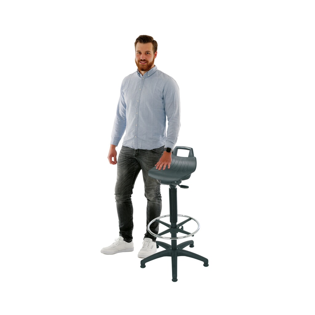Stolička HEMMDAL Premium, sedák PP, výška sedáku 630-890 mm, podlahový kluzák, prstencová podnož Číslo obrázku produktu 2: Stolička HEMMDAL Premium, sedák PP, výška sedáku 630-890 mm, podlahový kluzák, prstencová podnož