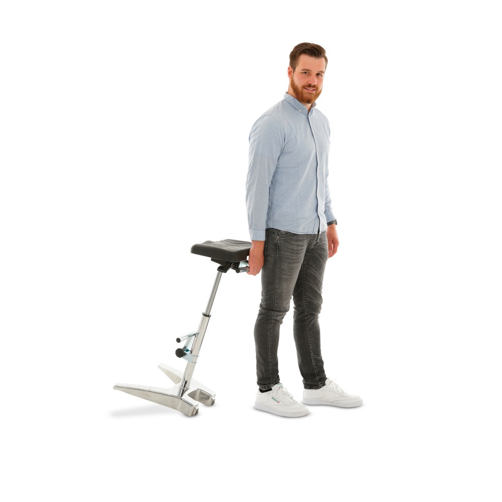 Číslo obrázku produktu 3: Opora pro stání HEMMDAL XXL, extra široký PU sedák s rukojetí, výška sezení 700–880 mm, opěrka chodidel