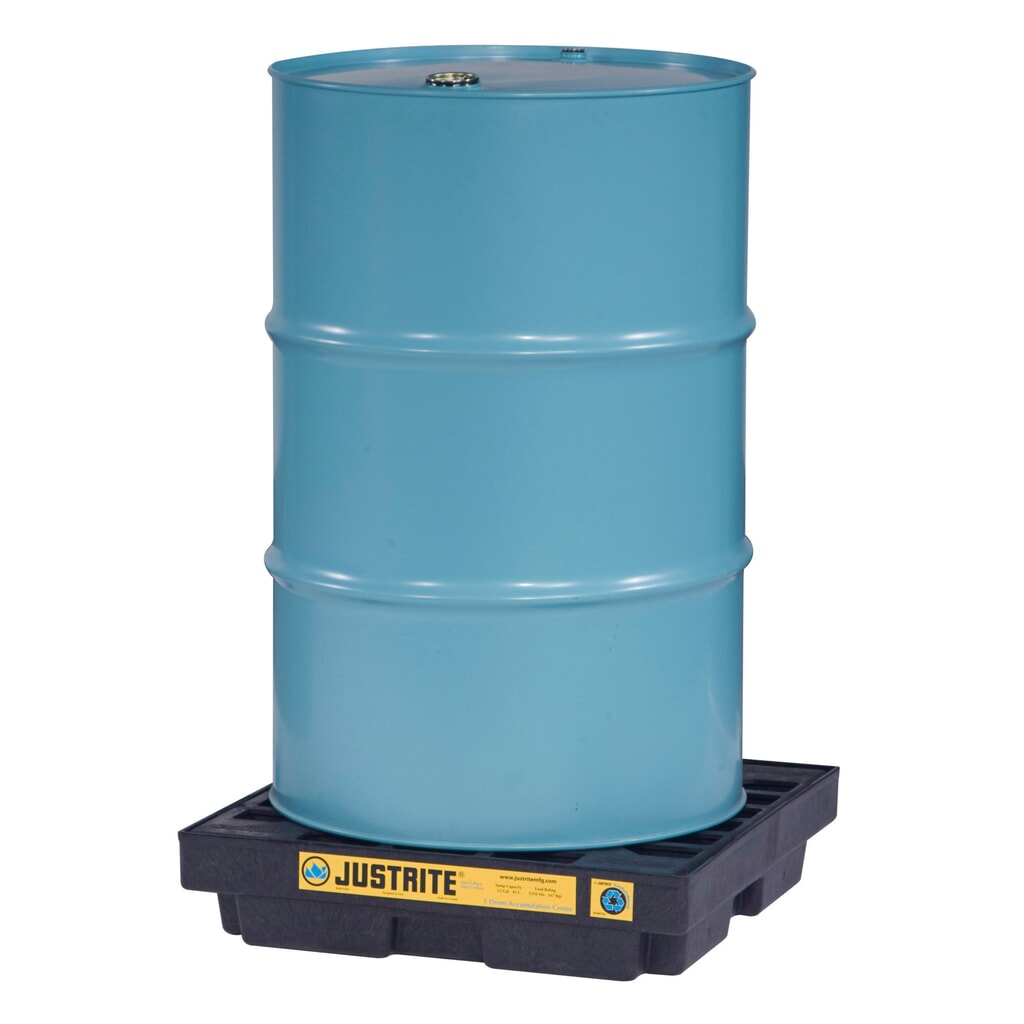 Obrázek produktu: Justrite® plochá sběrná vana z PE, 1 × 200 l, objem 45 l, černá